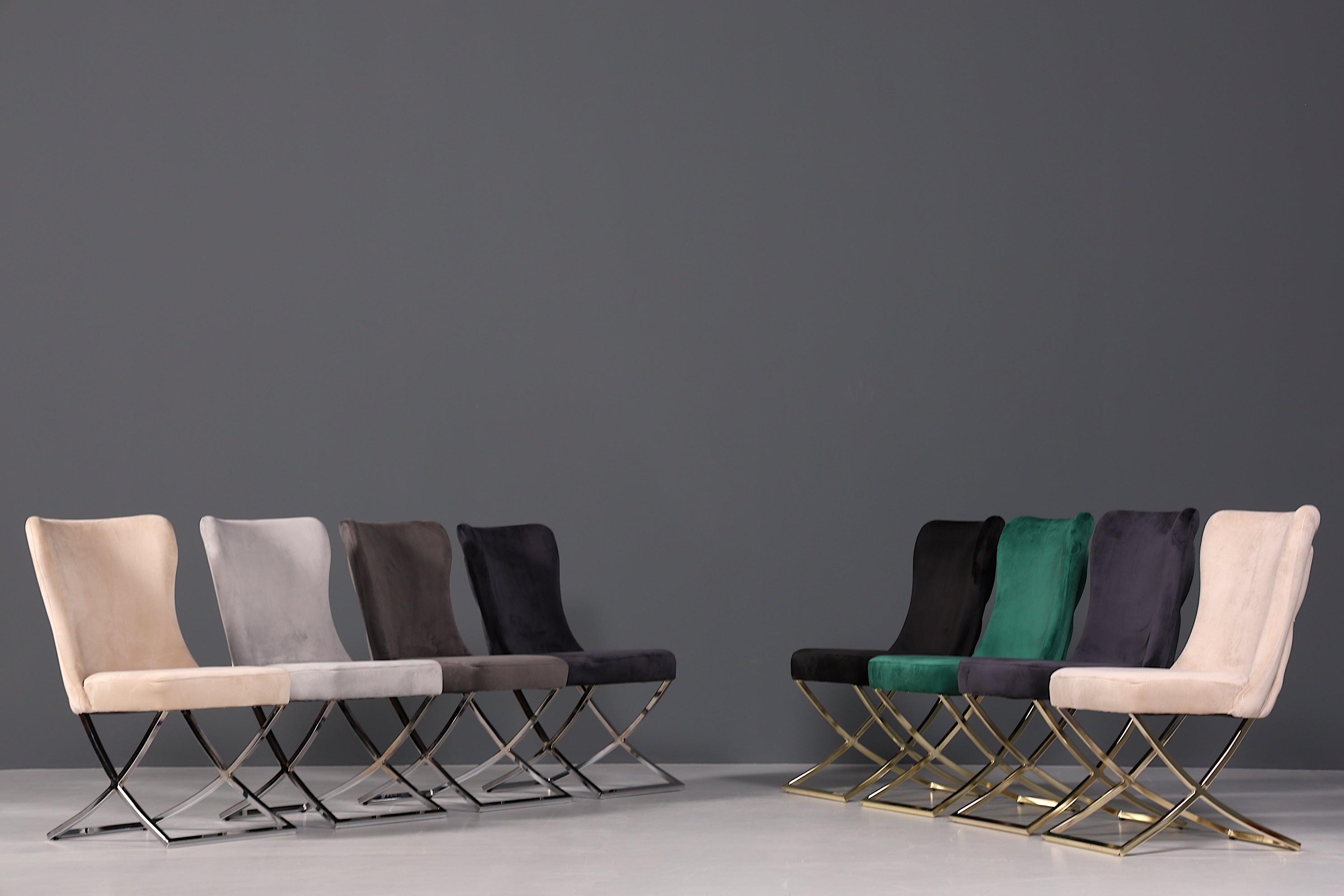 Edler Chesterfield Esszimmerstuhl "Valencia" in Grau