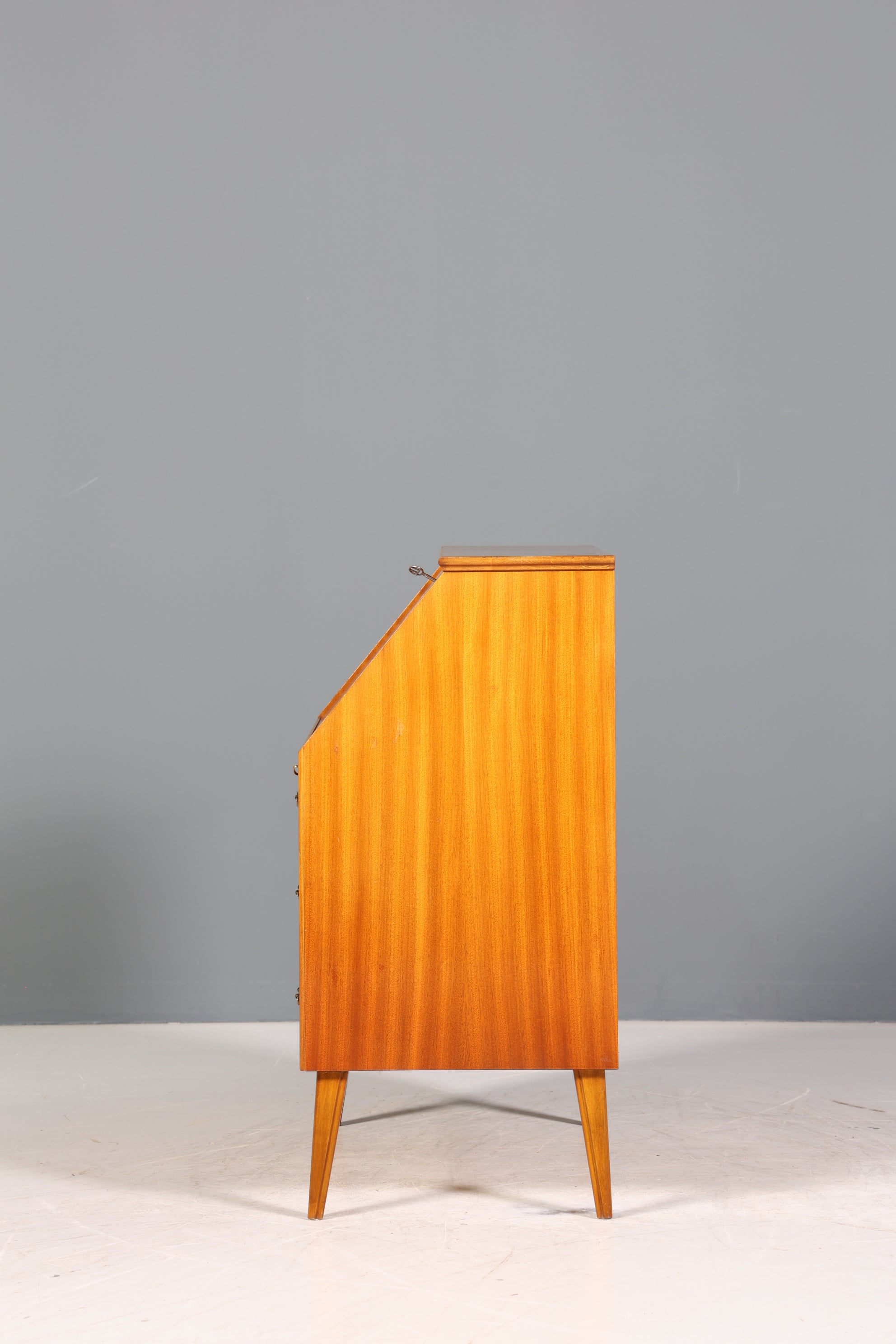 Schlichter Mid Century Sekretär Vintage Schreibmöbel echt Holz Kommode Office Secretary