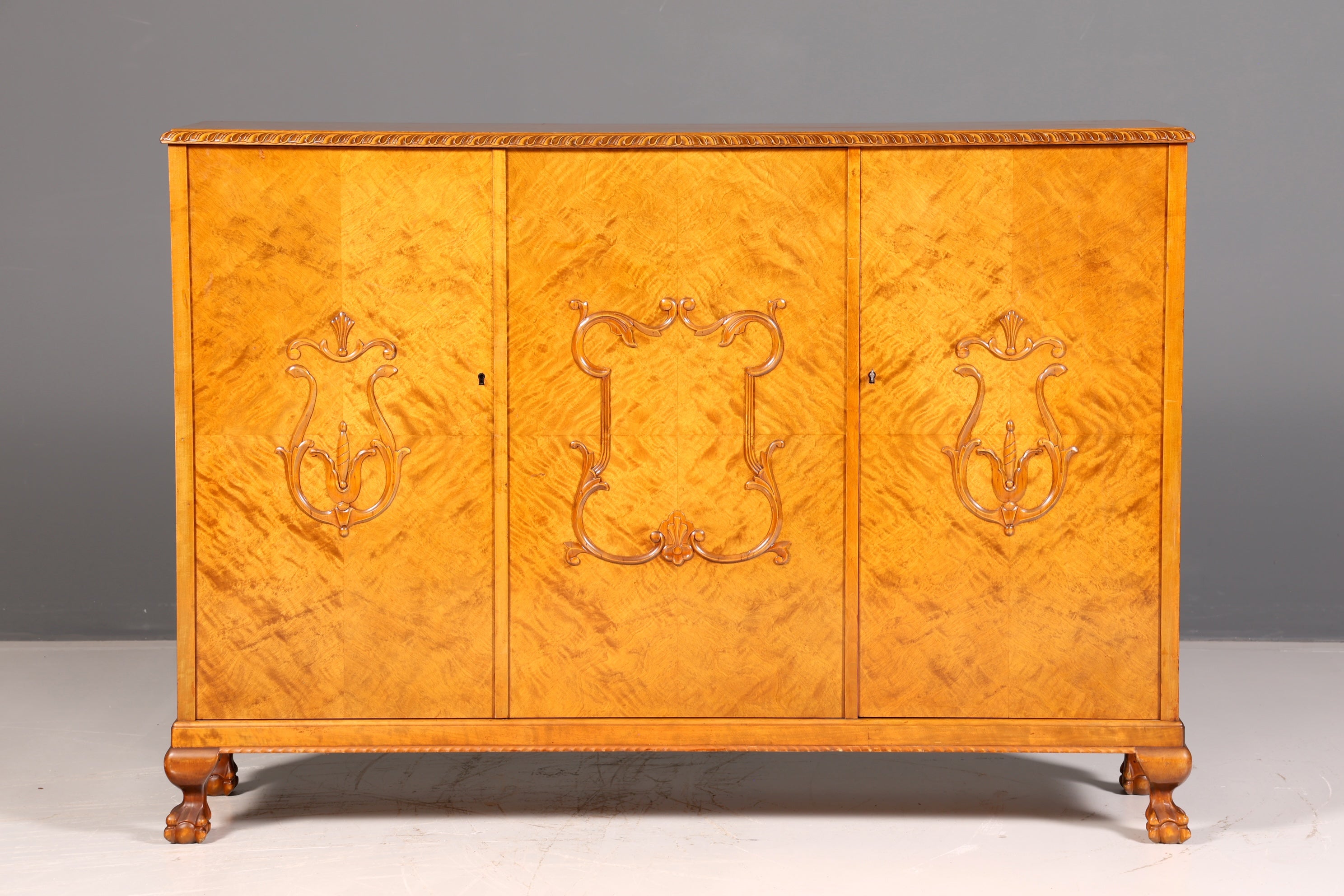 Stylish Original Art Deco Cabinet Sideboard Highboard Dresser circa 1930 Antique Solid Wood