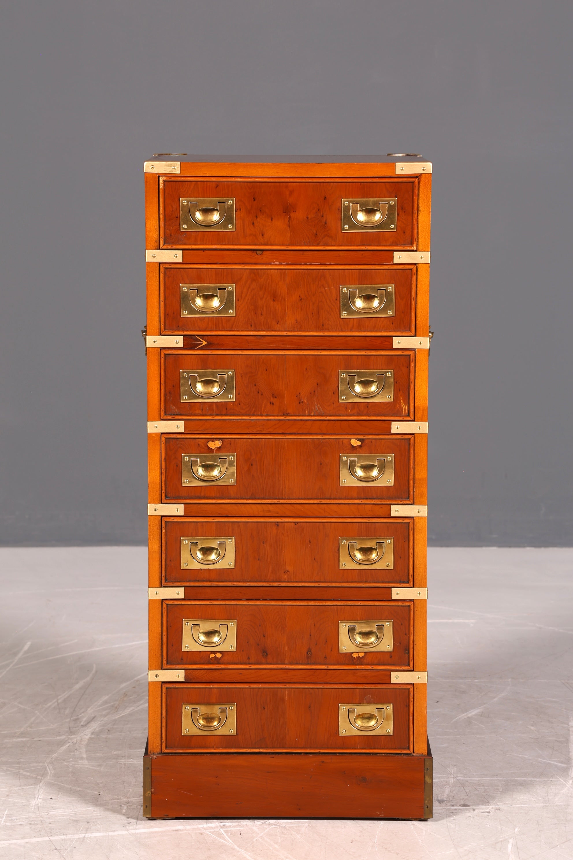 Edle Schmale Maritime Vertiko Englisch Military Chest Kommode Antik Kolonialstil