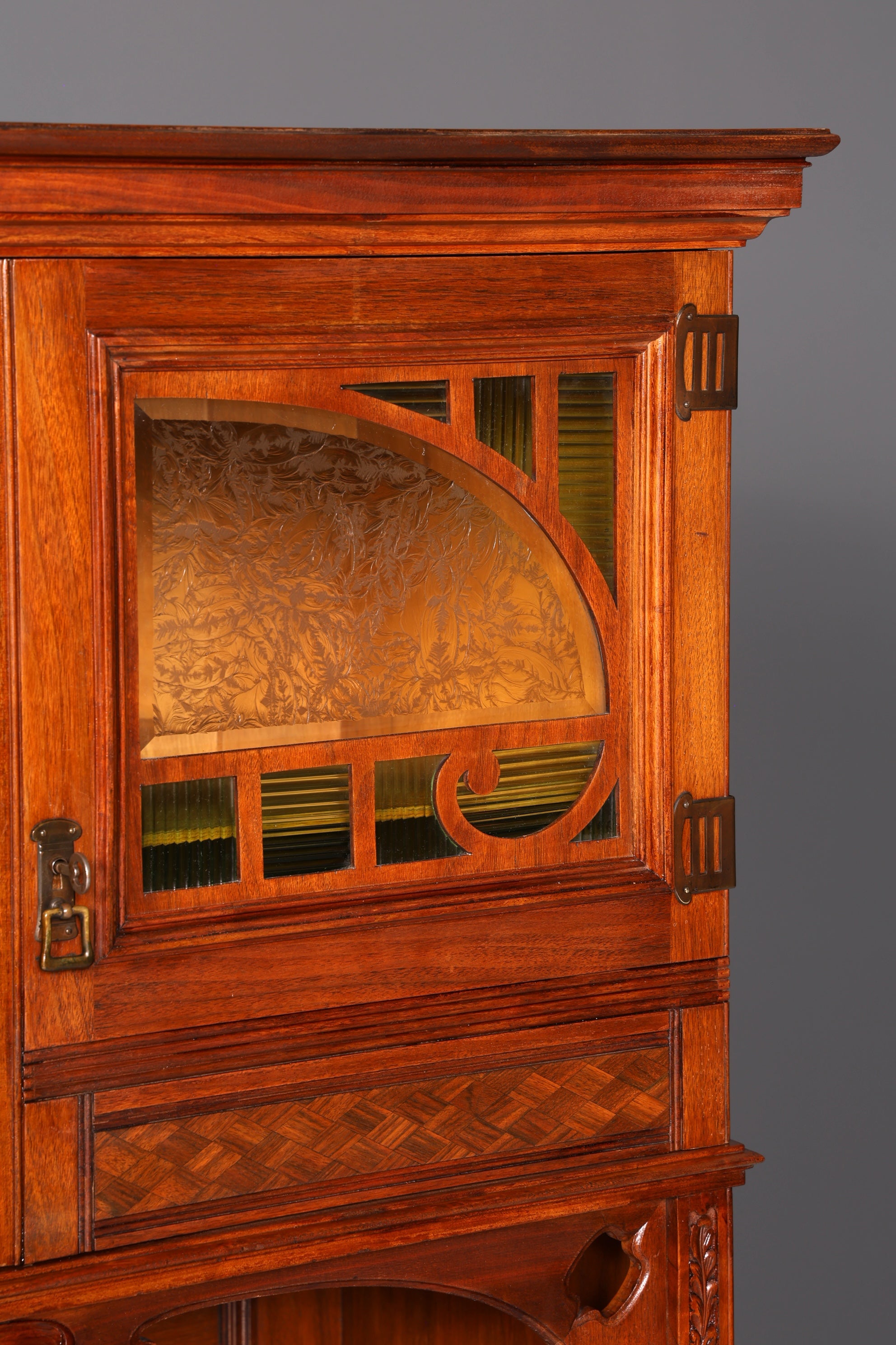 Wunderschöne Jugendstil Vitrine Antike Holz Bücherschrank Antik Schrank Geschirrschrank