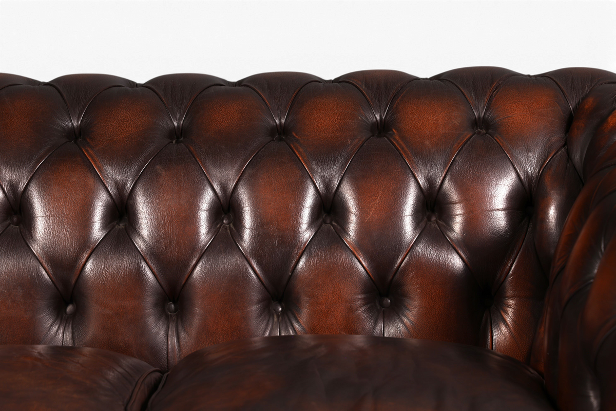Edles Original Chesterfield Sofa 2-Sitzer Couch Echt Leder Englisch Antik Polstersofa