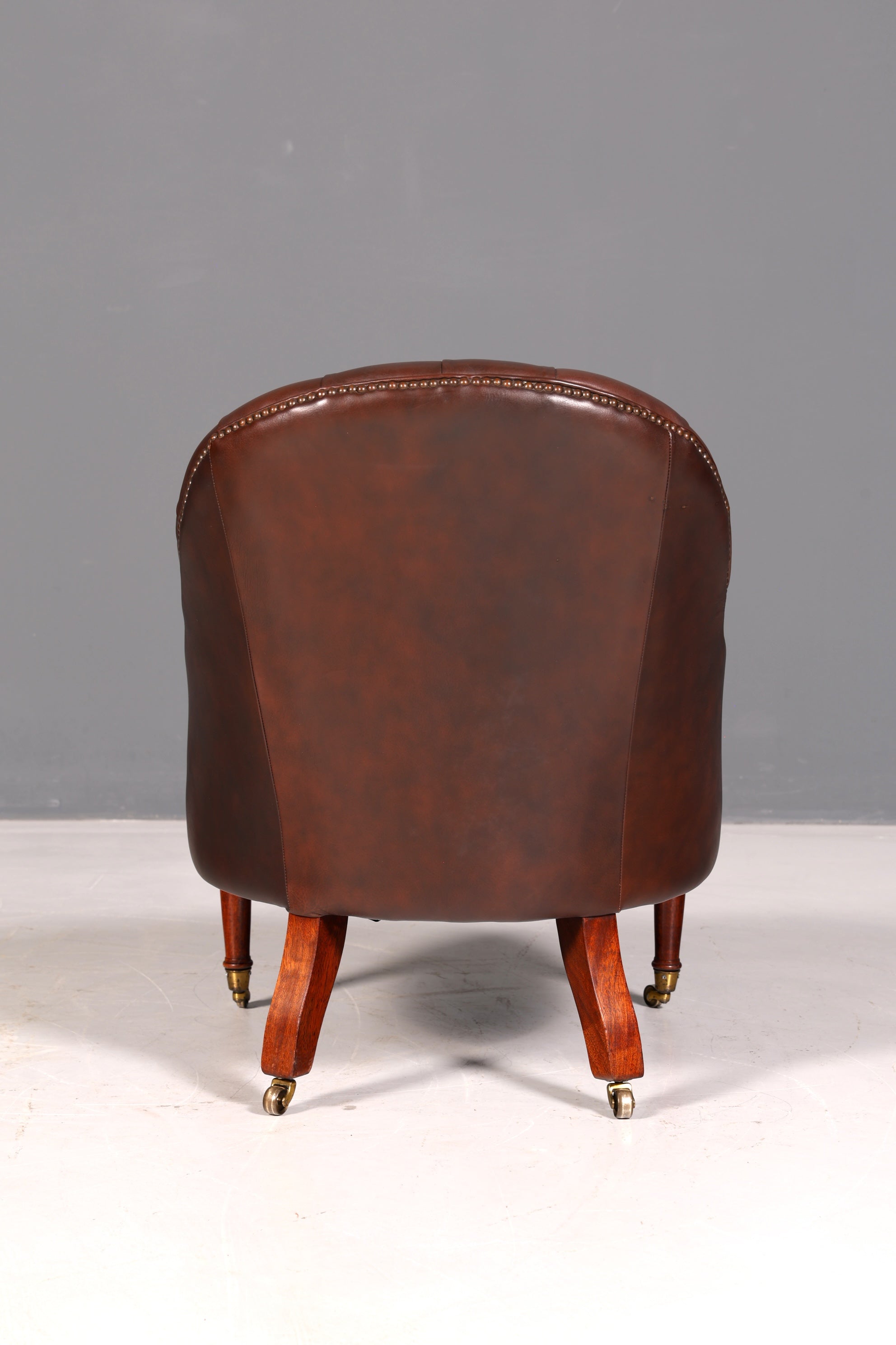 Wunderschöner Chesterfield Ledersessel Braun Echt Leder Englisch Clubsessel Sessel Knopfheftung Sekretär Stuhl Antik Vintage