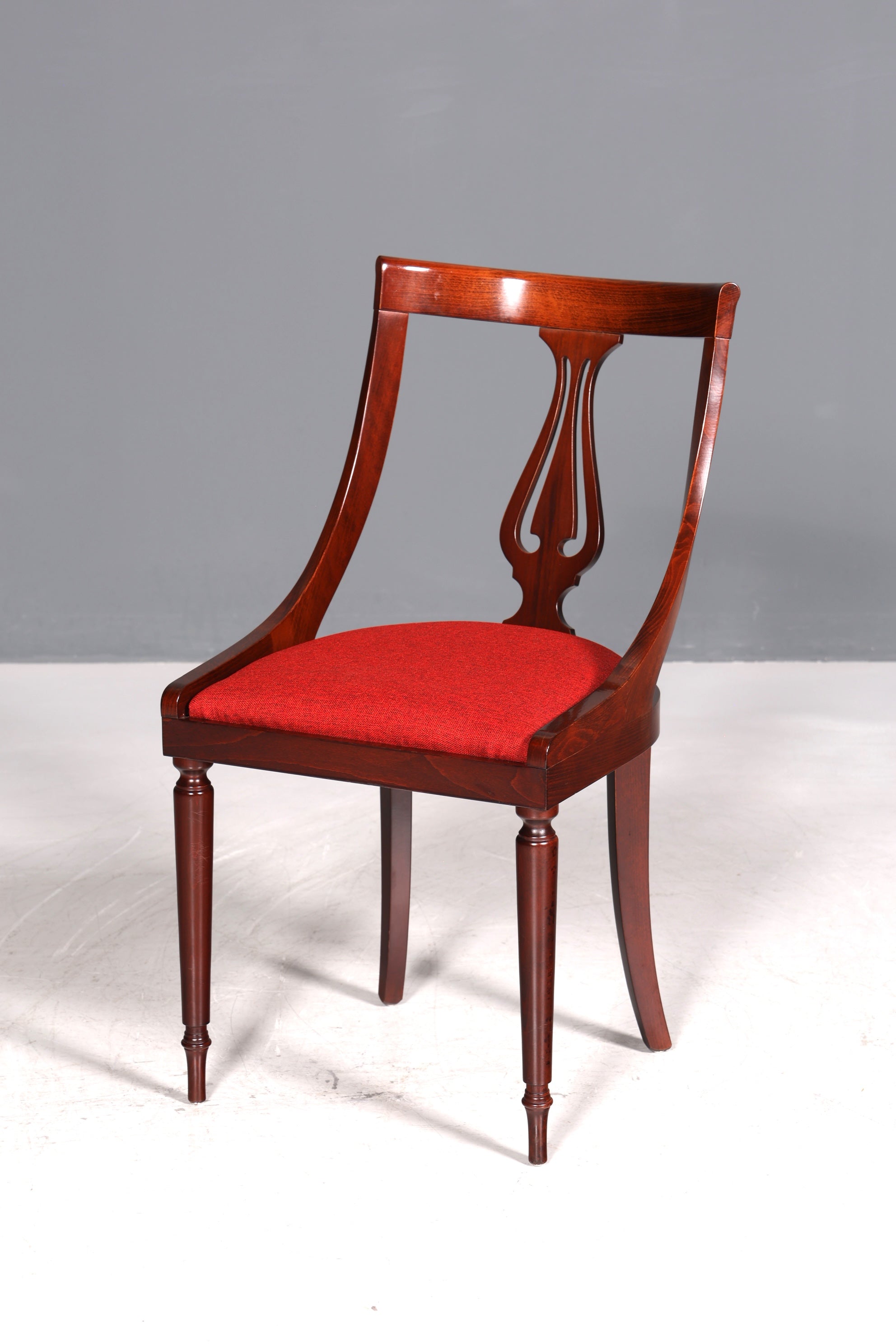 4x Elegant English Chairs, English Gondola Chair Set, Dining Chairs, Antique 60s Mahogany Kitchen Chairs, Chair Set