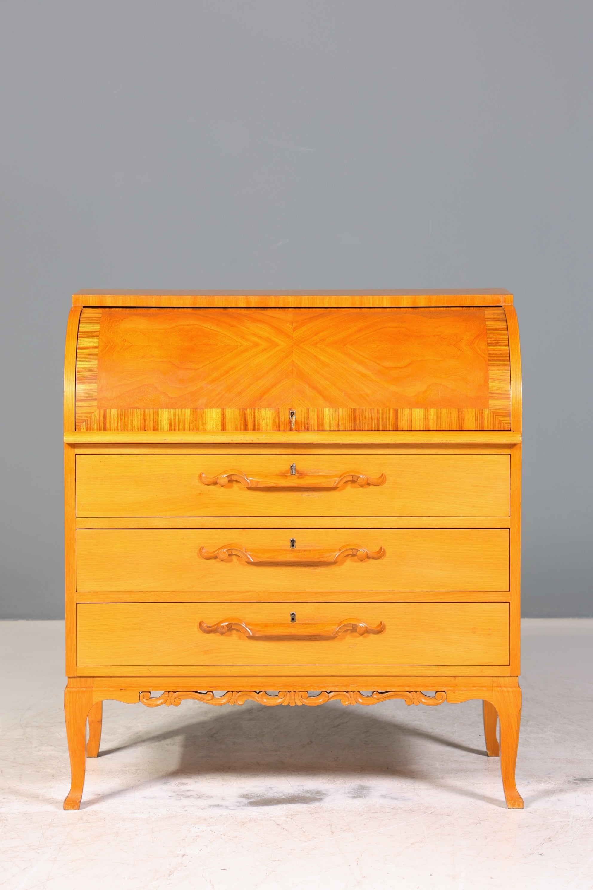 Stilvoller Rollladensekretär um 1930 Büro Kommode Kirschholz Sekretär Schreibtisch Kommode