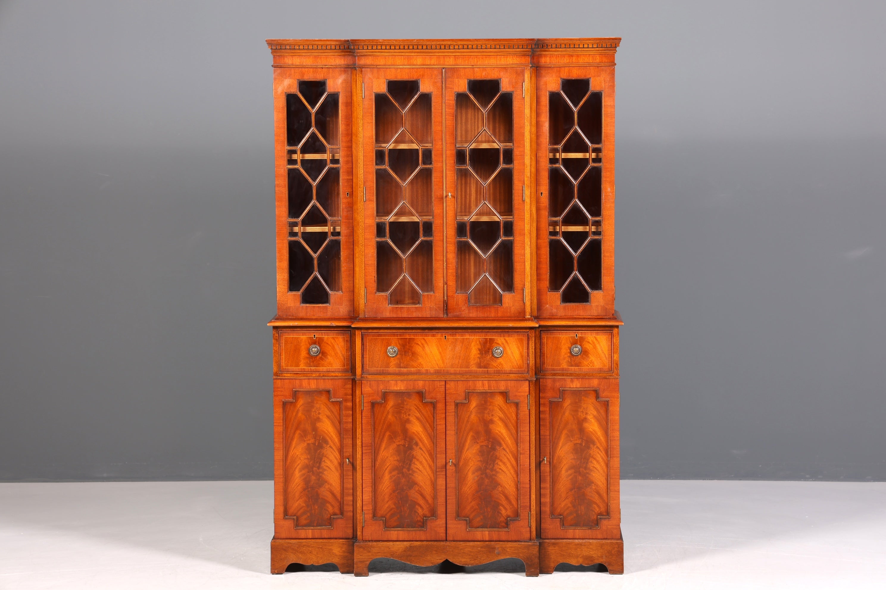 Beautiful English display cabinet, real wood secretary desk, library bookcase, bookshelf