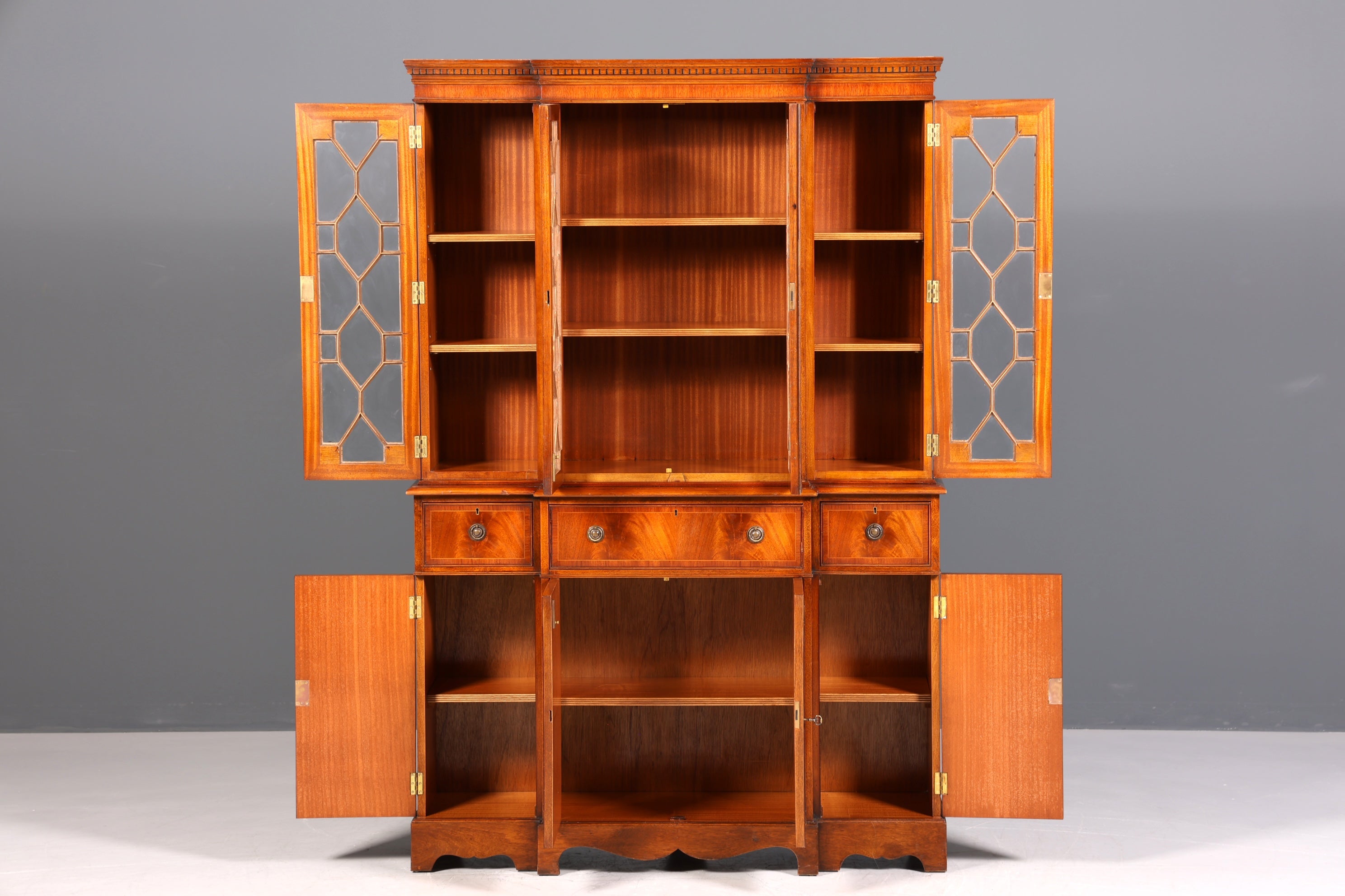 Beautiful English display cabinet, real wood secretary desk, library bookcase, bookshelf