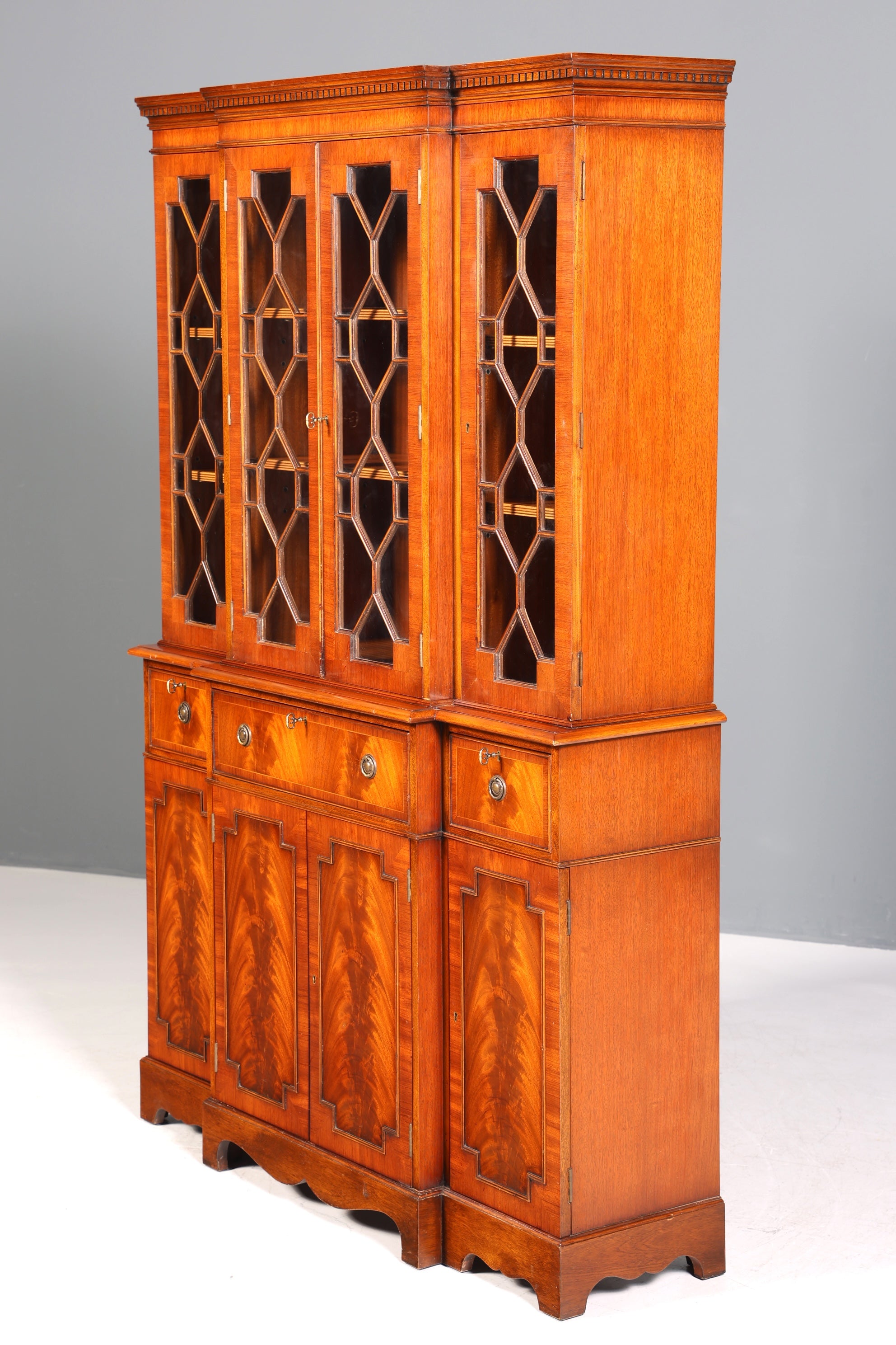 Beautiful English display cabinet, real wood secretary desk, library bookcase, bookshelf