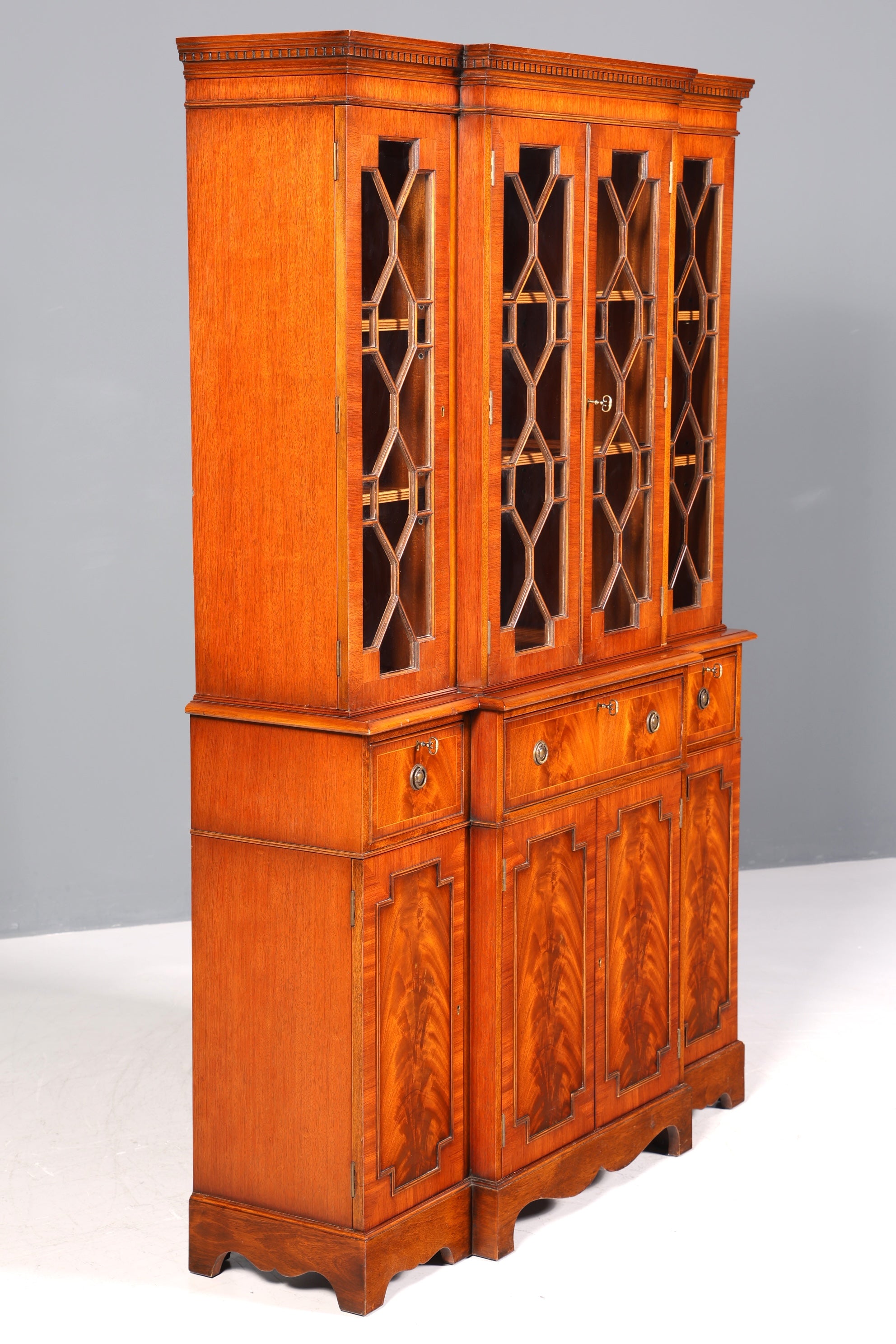 Beautiful English display cabinet, real wood secretary desk, library bookcase, bookshelf