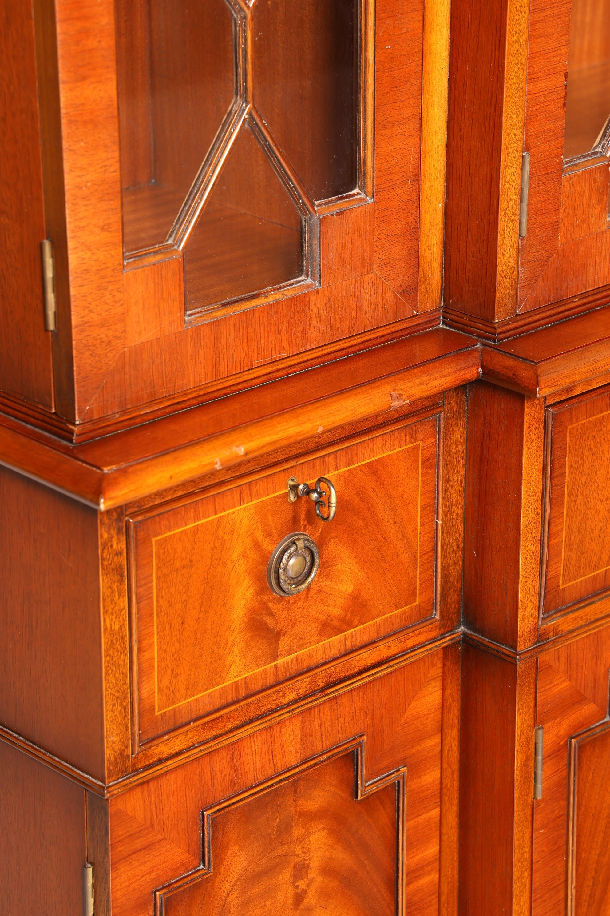 Beautiful English display cabinet, real wood secretary desk, library bookcase, bookshelf