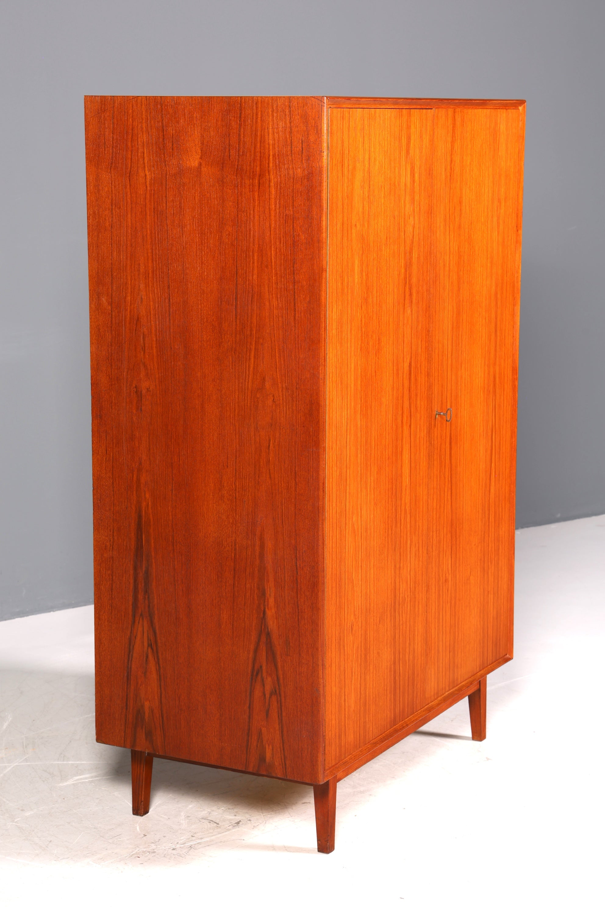 Dreamlike mid-century wardrobe, vintage cabinet, retro Danish design, teak linen cupboard, hallway cupboard