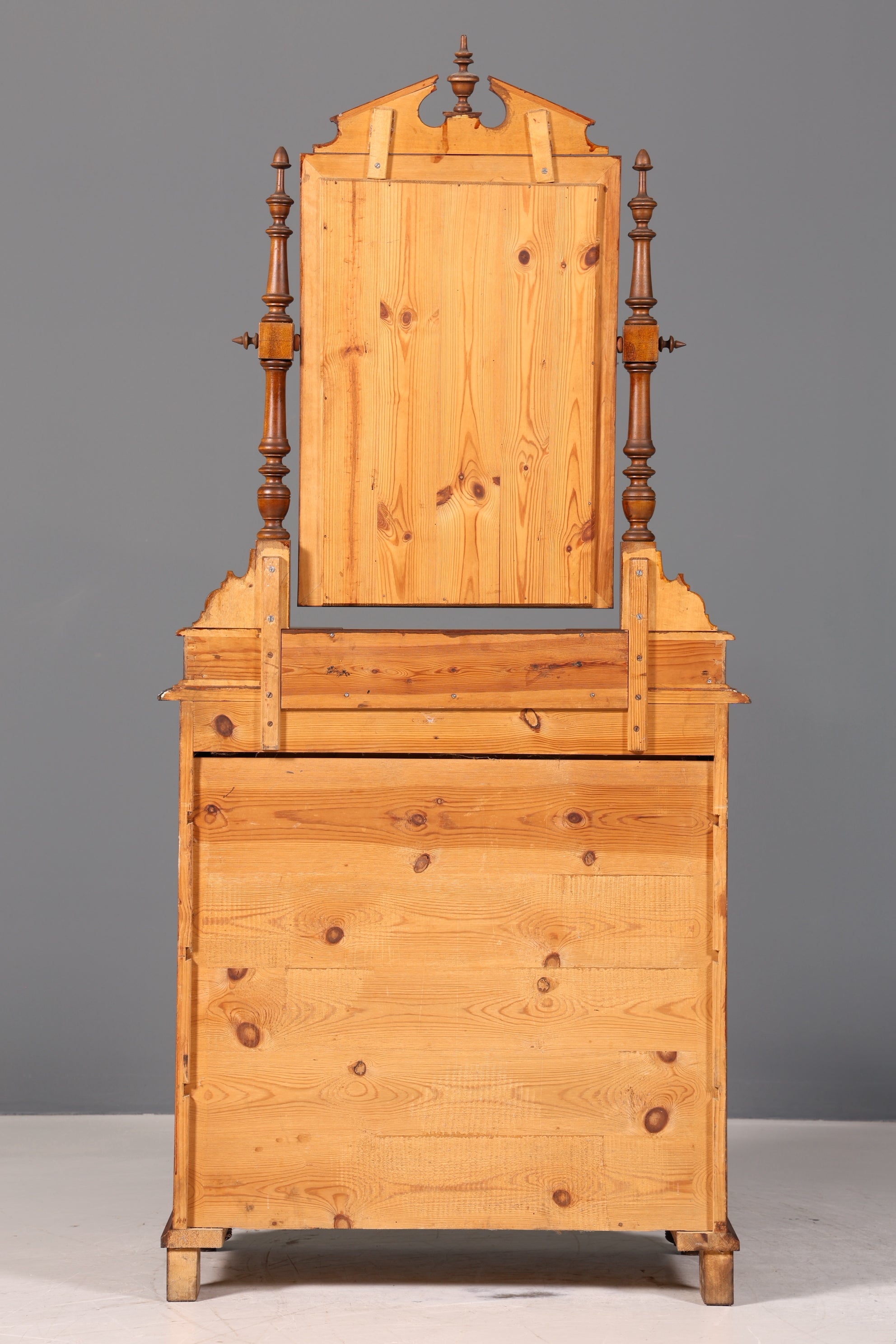 Edle Louis Philippe Kommode mit Spiegelaufsatz Gründerzeit Frisierkommode Antik Holz Schrank Flurschrank um 1880
