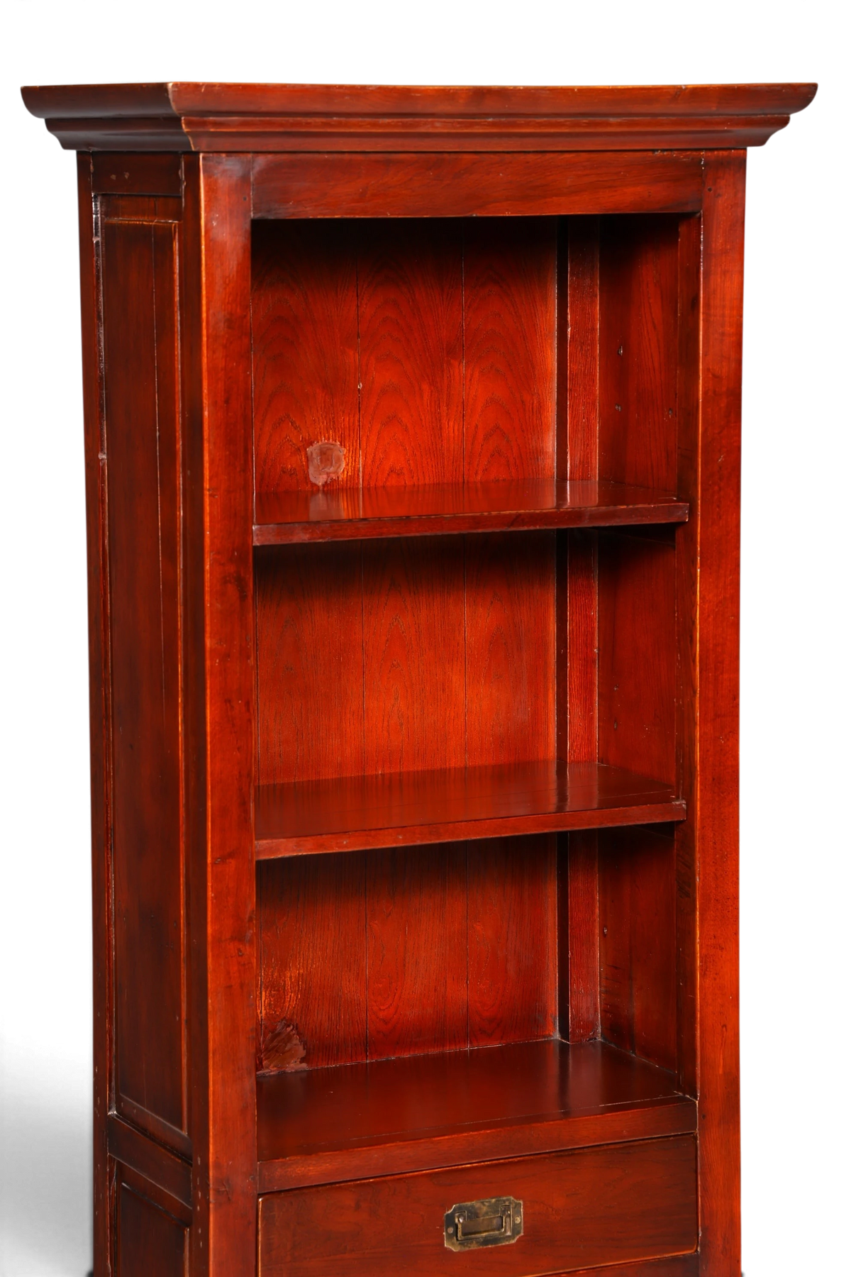 Hauptstadt Möblerei Bücherregal aus dunklem Massivholz im Kolonialstil mit Schublade und offenen Regalfächern