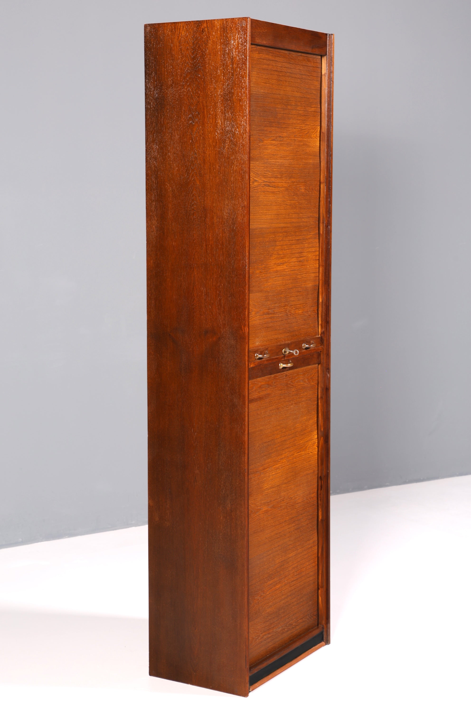 Simple mid-century roll-top cabinet, Bauhaus style, vertiko, apothecary cabinet, Art Deco office filing cabinet