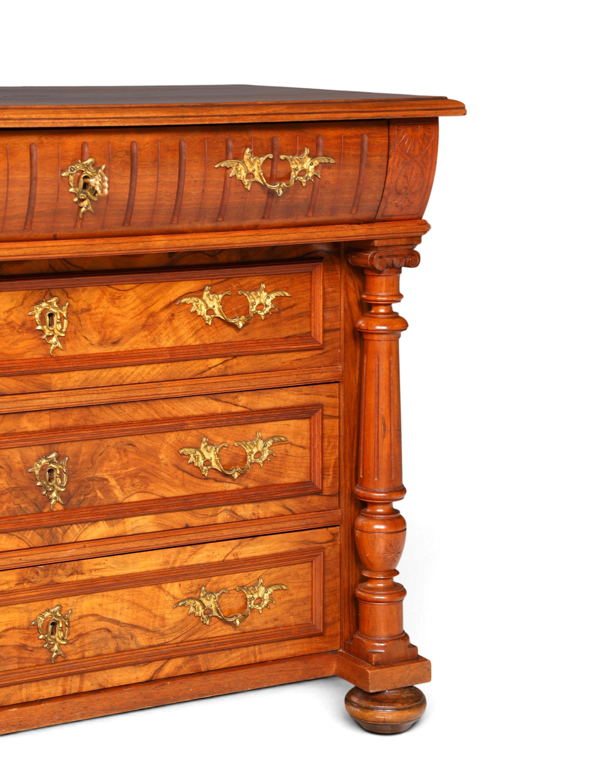 Hauptstadt Möblerei Gründerzeit Kommode im Louis Philippe Stil aus massivem Holz mit Messingbeschlägen um 1890