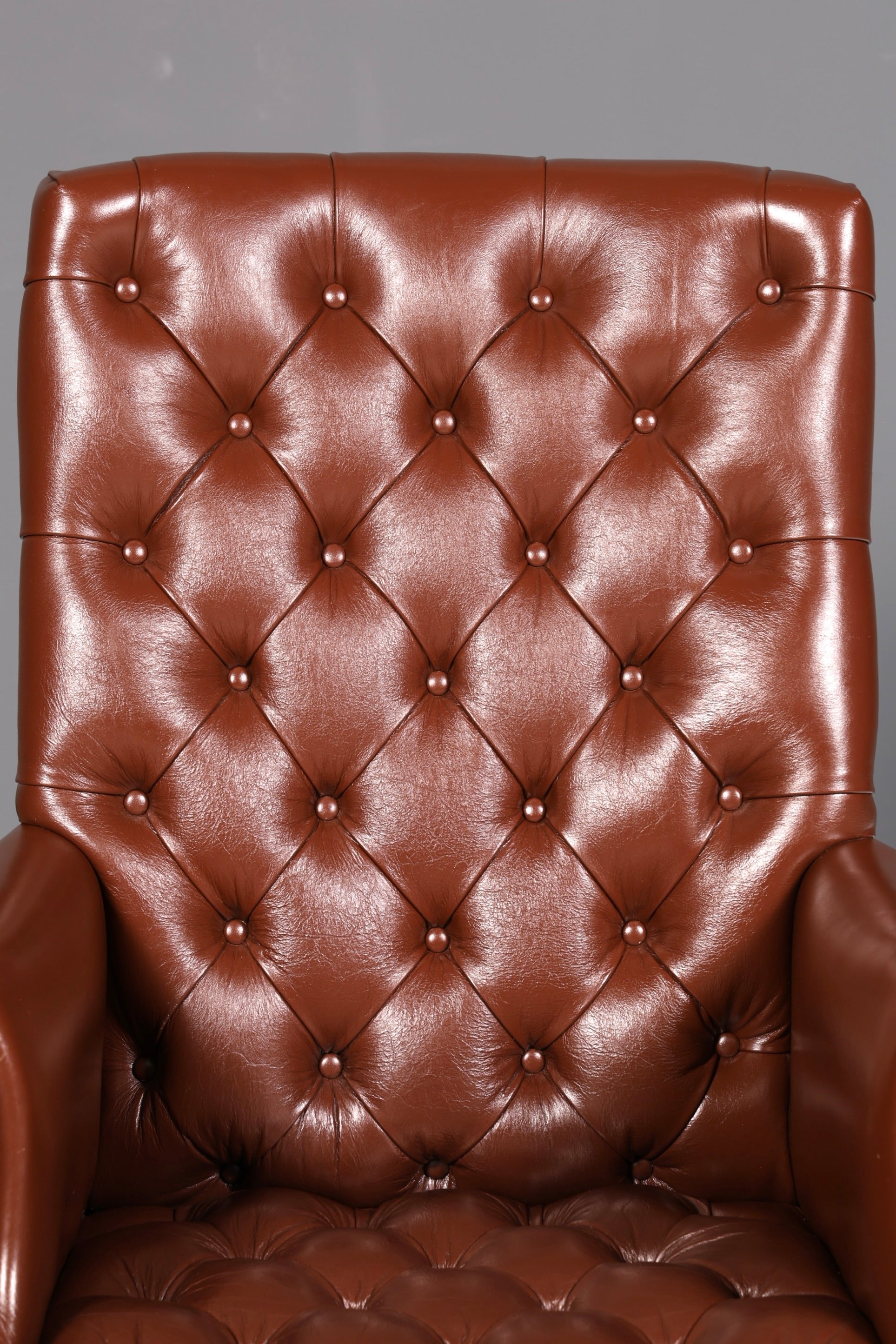 Edler Chesterfield Chefsessel Bürostuhl Echtleder Braun Drehsessel Schreibtischstuhl Bürosessel