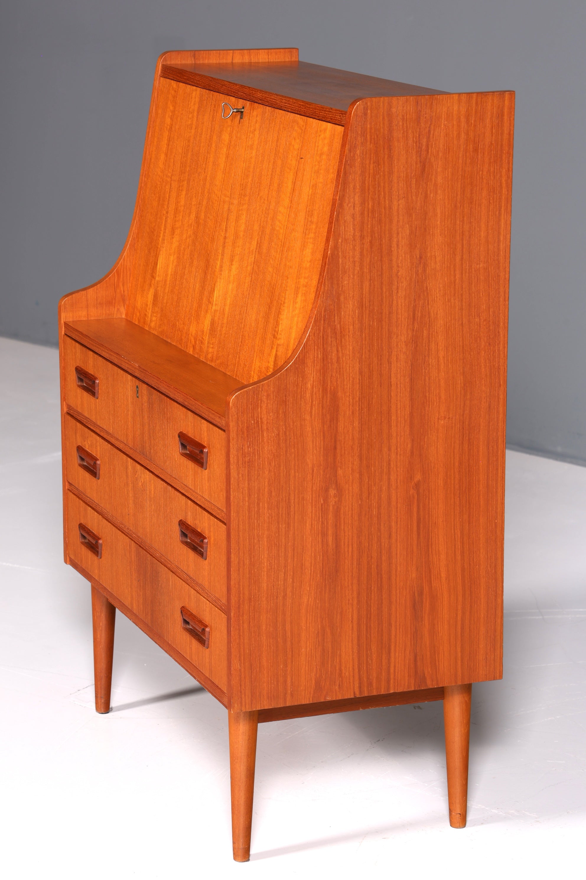 Stylish mid-century secretary desk by Gunnar Nielsen for Tibergaard, teak wood writing desk, 1960s