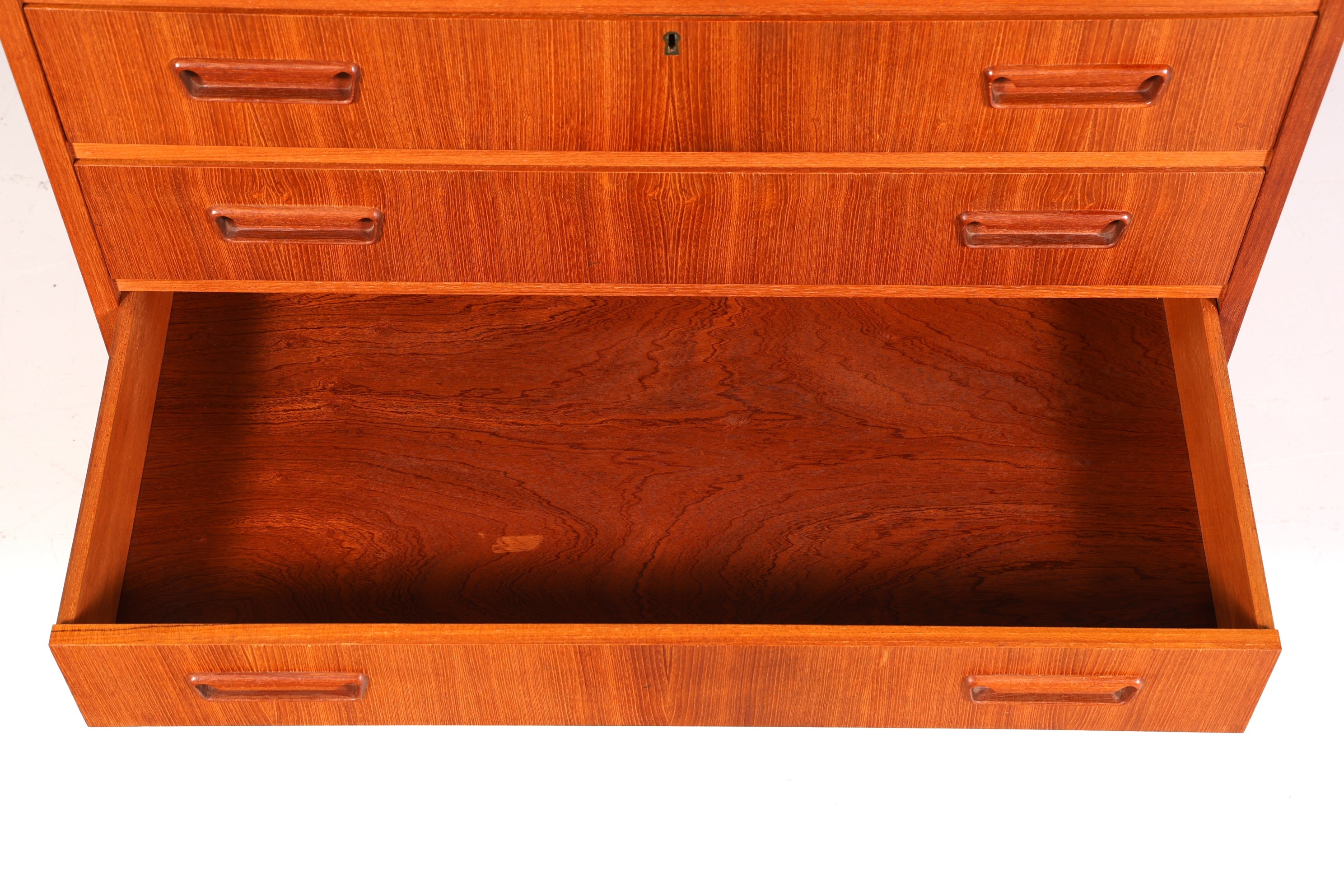 Stylish mid-century secretary desk by Gunnar Nielsen for Tibergaard, teak wood writing desk, 1960s