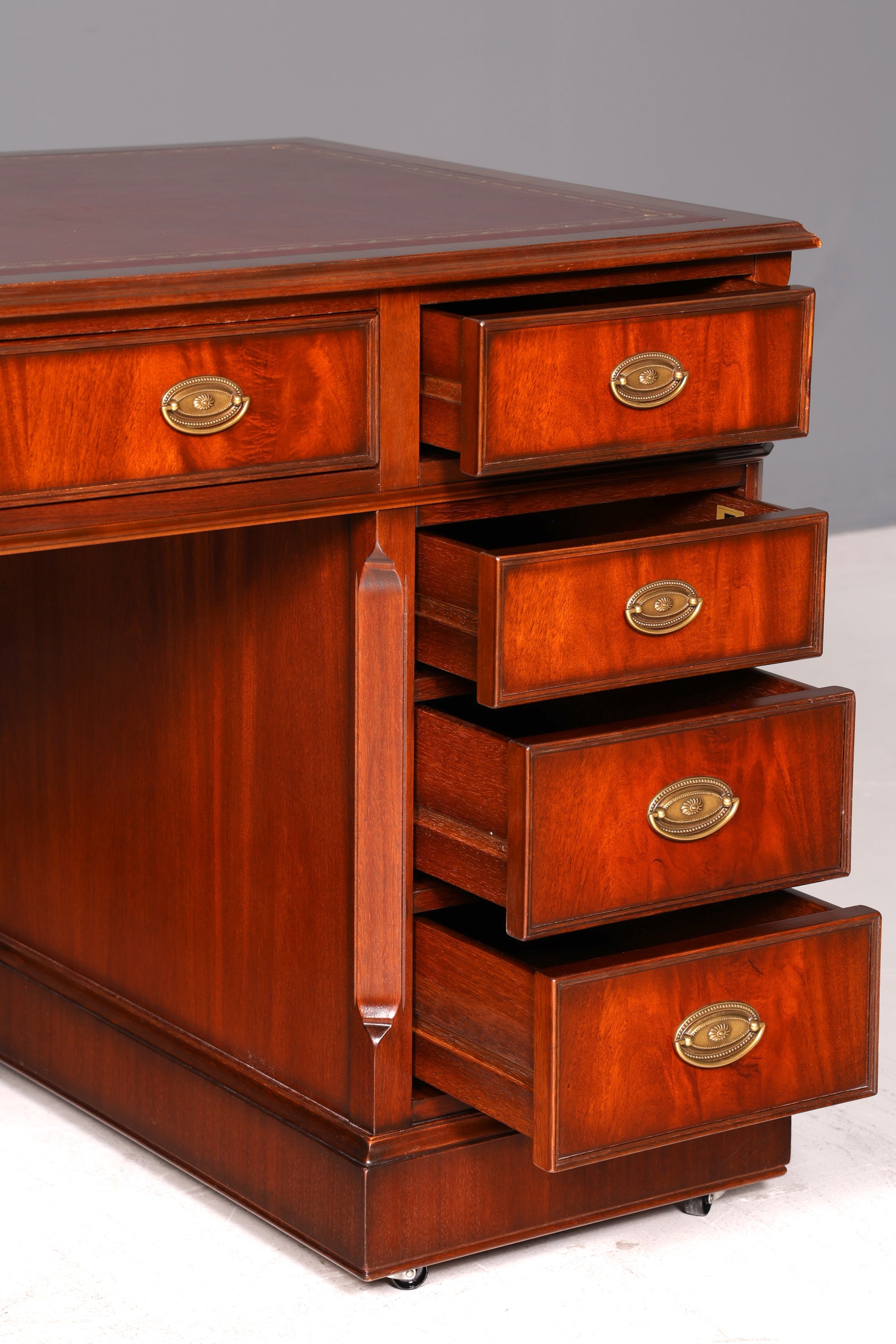 Wunderschöner Original Heldense Englischer Schreibtisch Echt Lederauflage Bürotisch Antik Office Desk