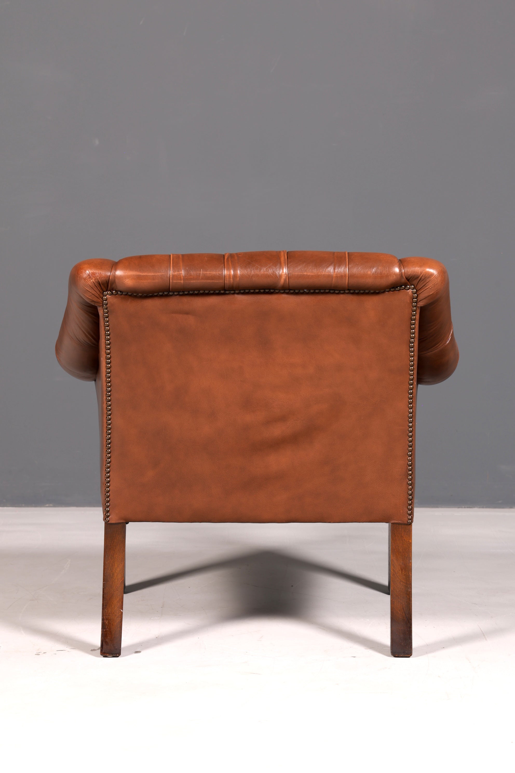 Edler Chesterfield Sessel Clubsessel Echtleder Braun Englischer Armlehnsessel Ledersessel