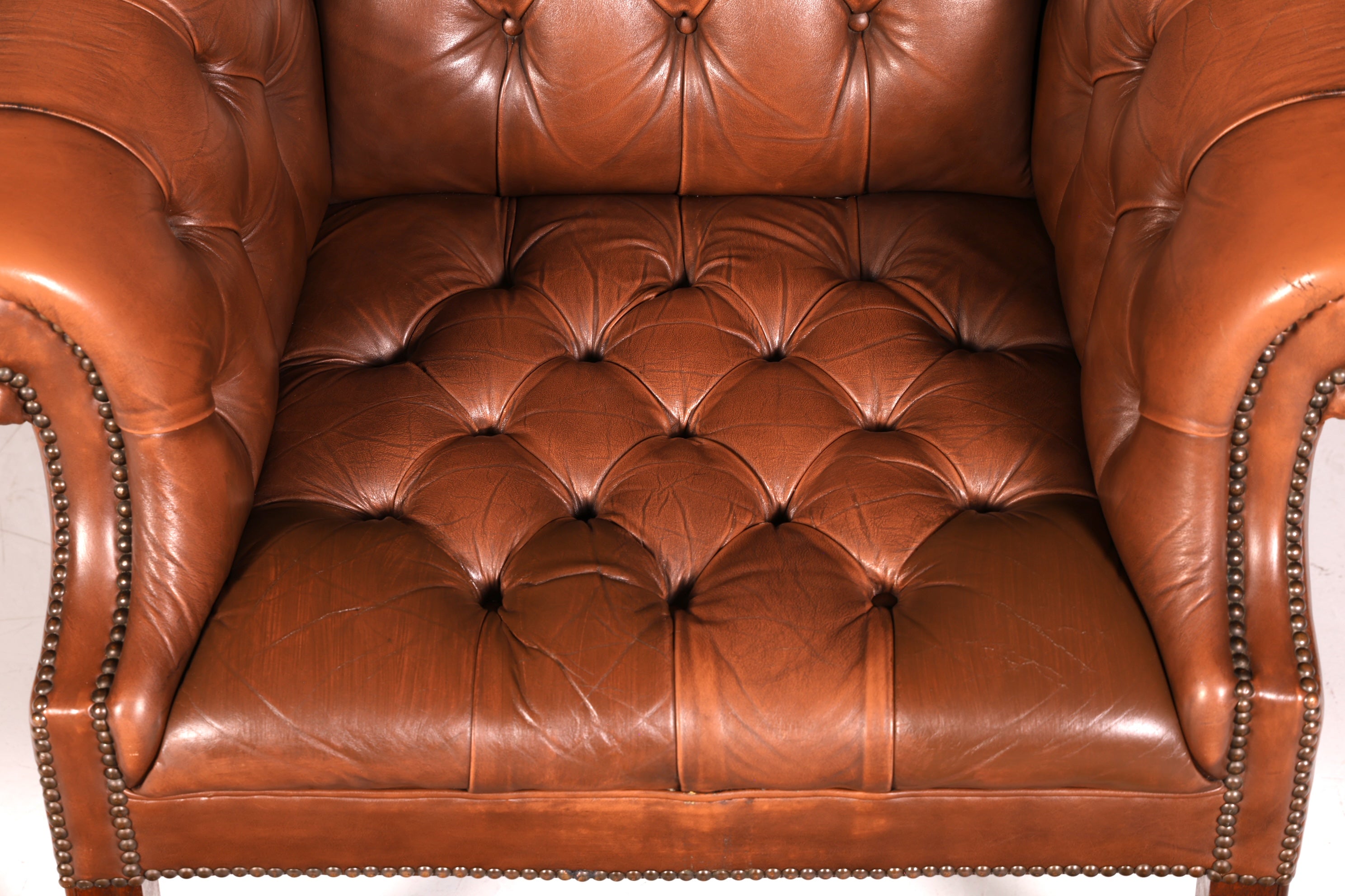 Edler Chesterfield Sessel Clubsessel Echtleder Braun Englischer Armlehnsessel Ledersessel
