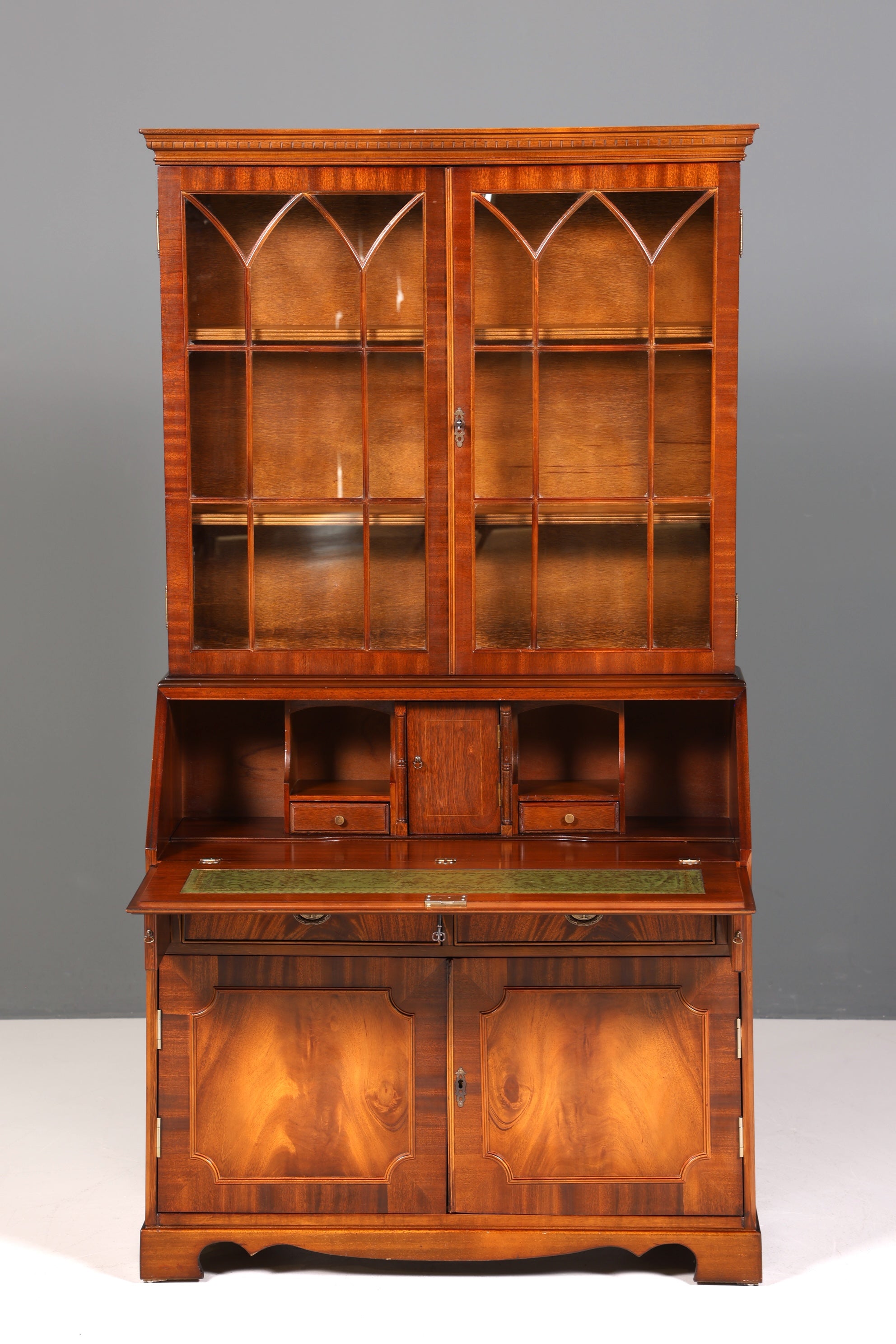 Traumhafter Englischer Sekretär Büro Aufsatzsekretär Antik 60S Vitrinen Schrank UK