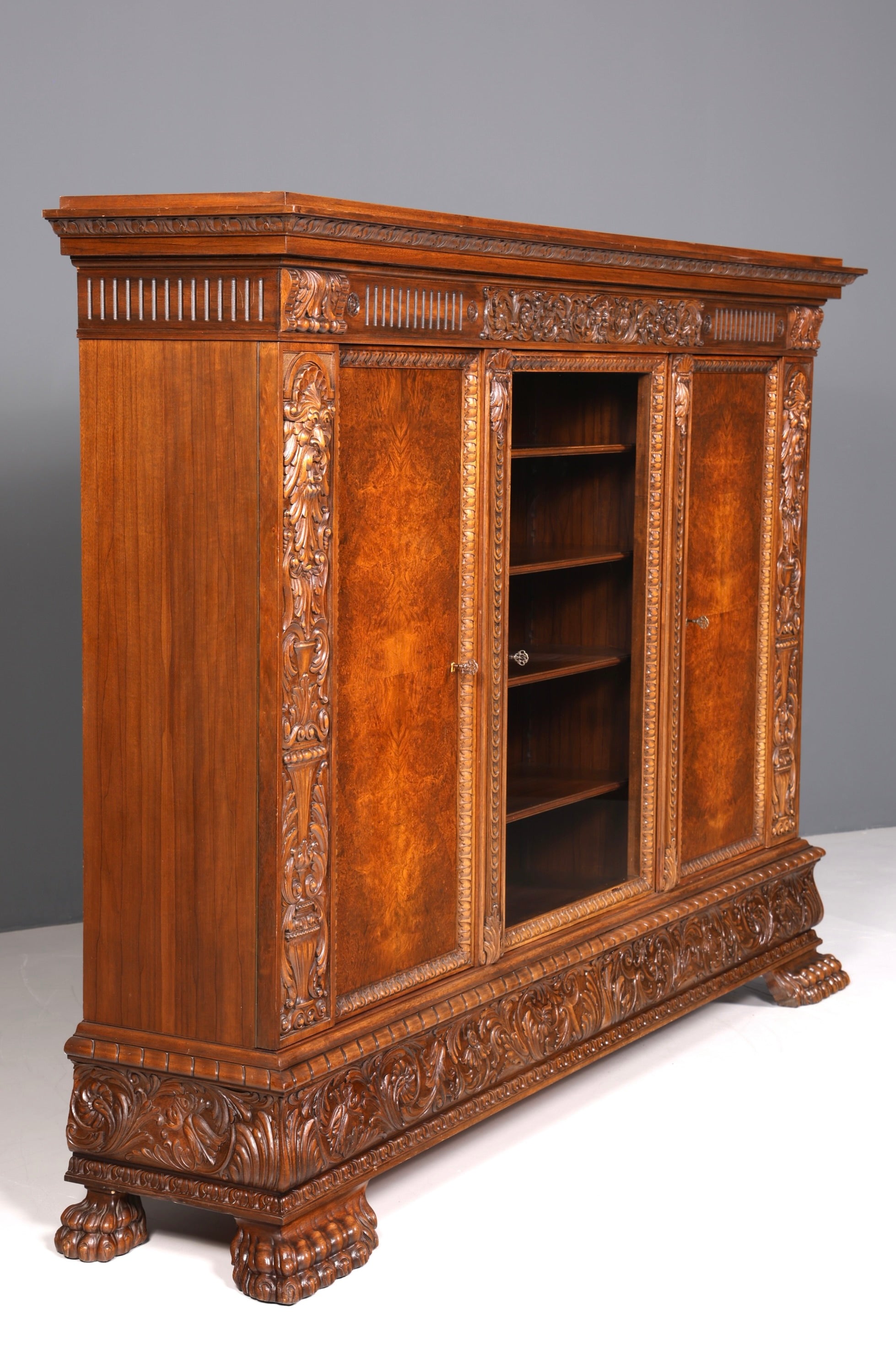 Wunderschöner Neorenaissance Bücherschrank Antik Vitrine Herrenzimmer Gründerzeit Buffet Schrank Regal Kanzlei