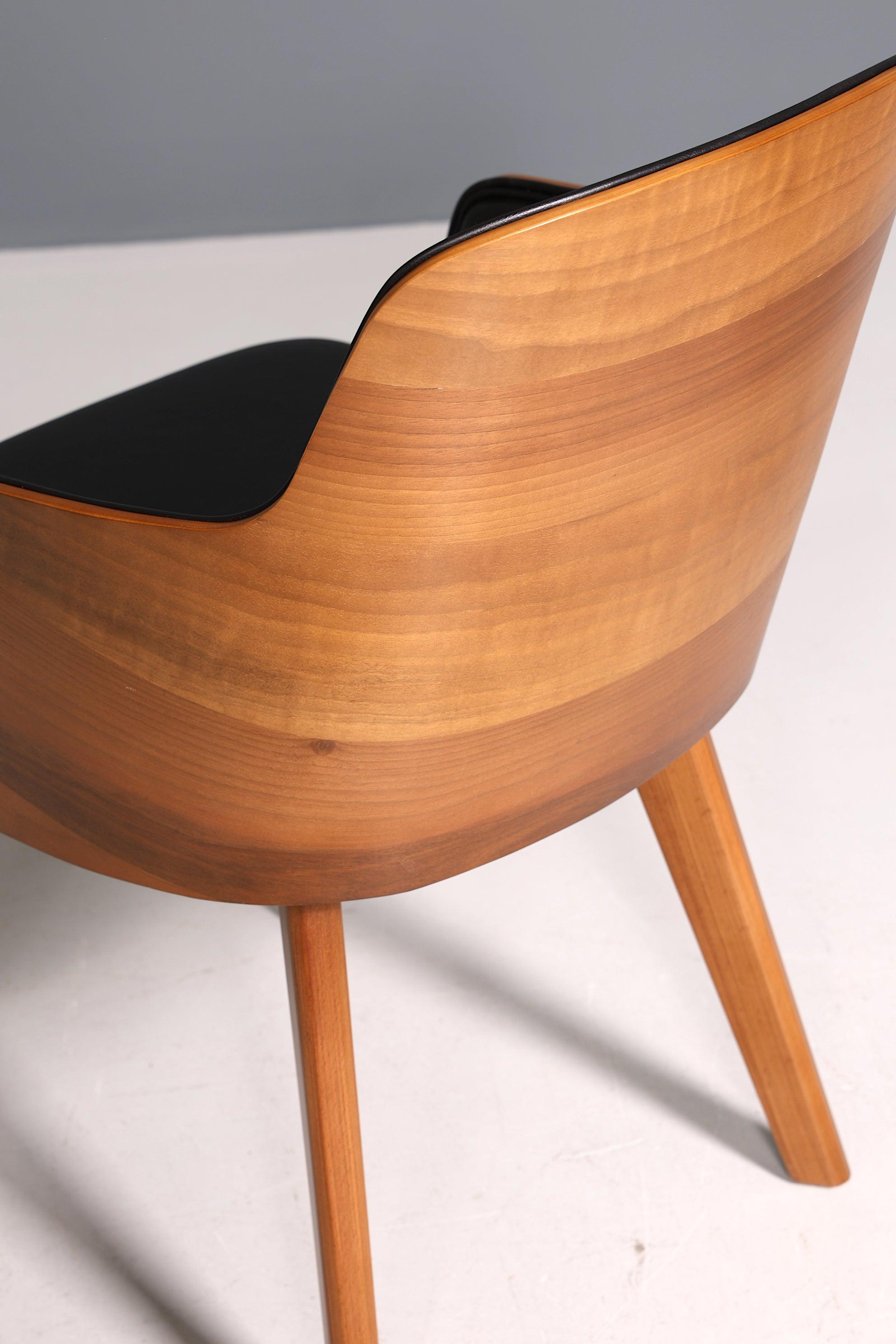 Edler Armlehnstuhl "Paolo- Black" Nussbaum Esszimmerstuhl Küchenstuhl schwarzer Sekretär Stuhl