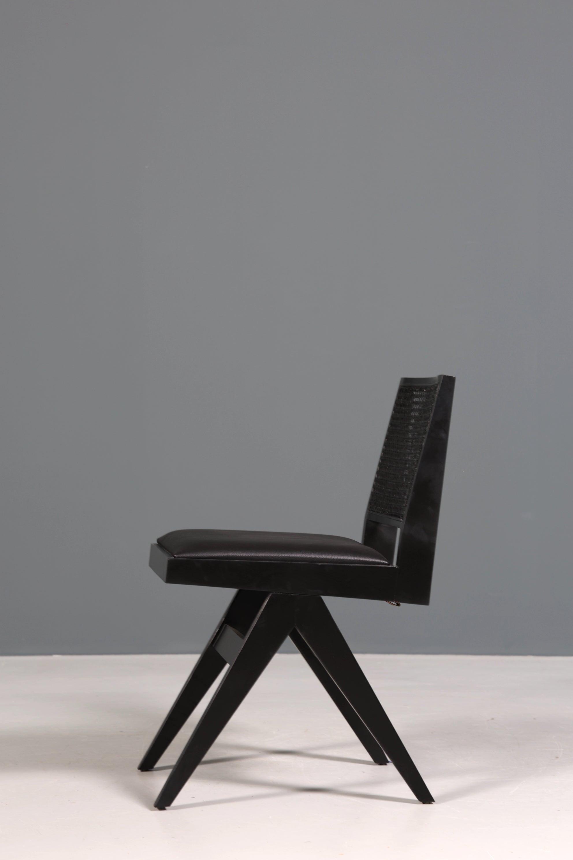 Sehr edler Korbgeflecht Stuhl "Vienna Black" schwarzer Bauhaus Relax Lounge Chair Küchenstuhl Sekretär Stuhl