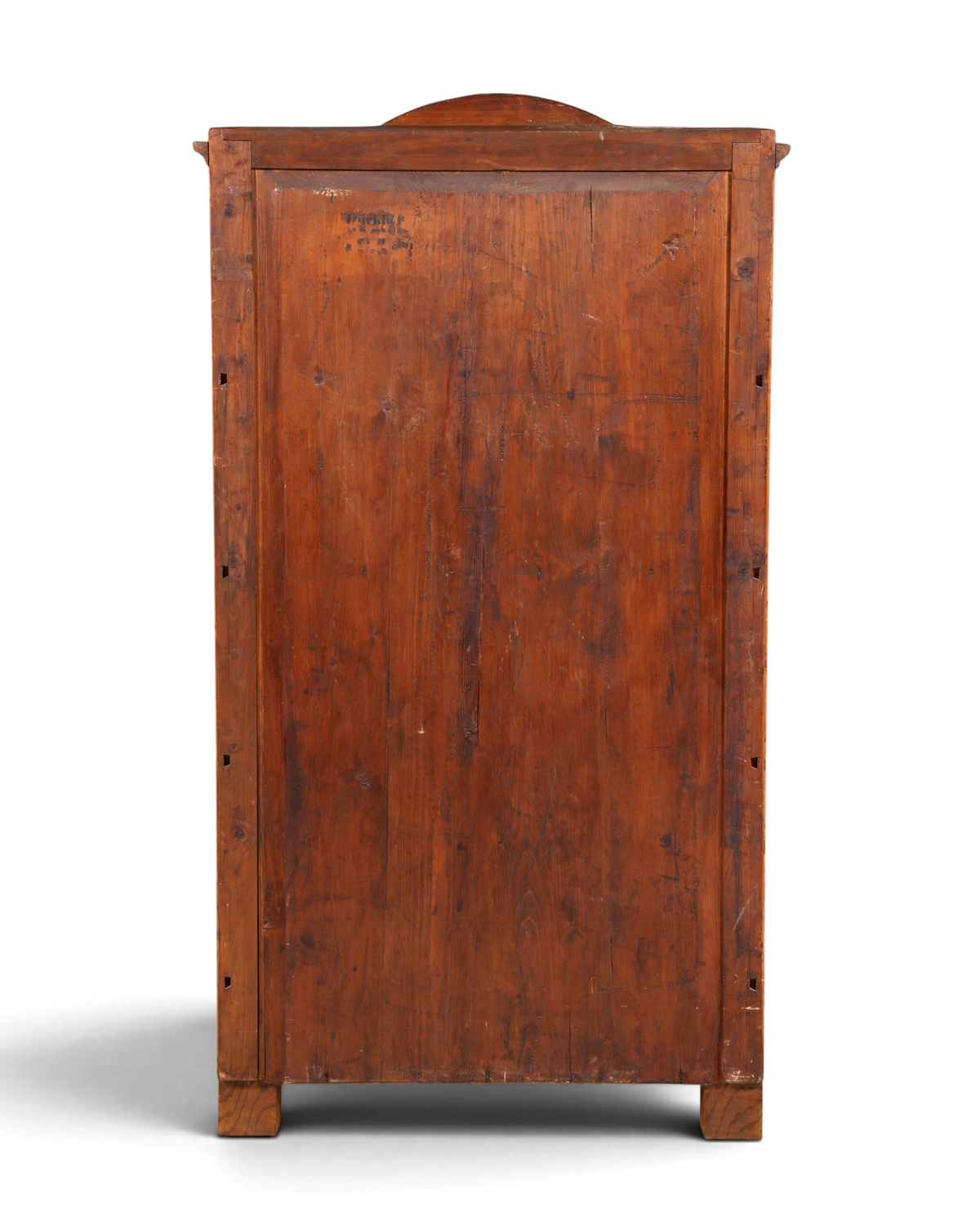 Hauptstadt Möblerei Biedermeier Vitrine aus massivem Weichholz, Rückansicht des antiken Schranks