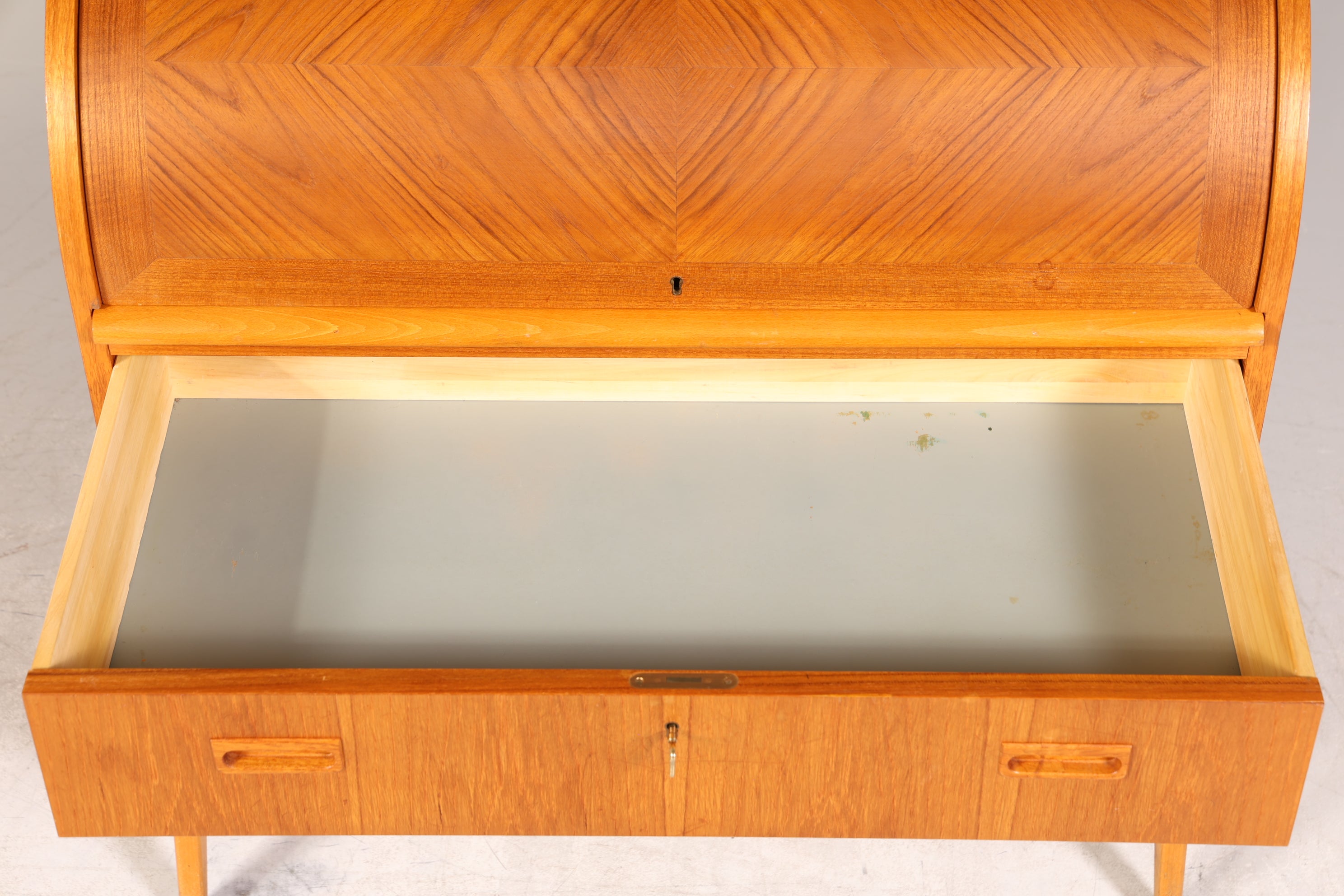 Wunderschöner Mid Century Rollladen Sekretär Danish Design Teak Holz Schreibkommode 60er Jahre