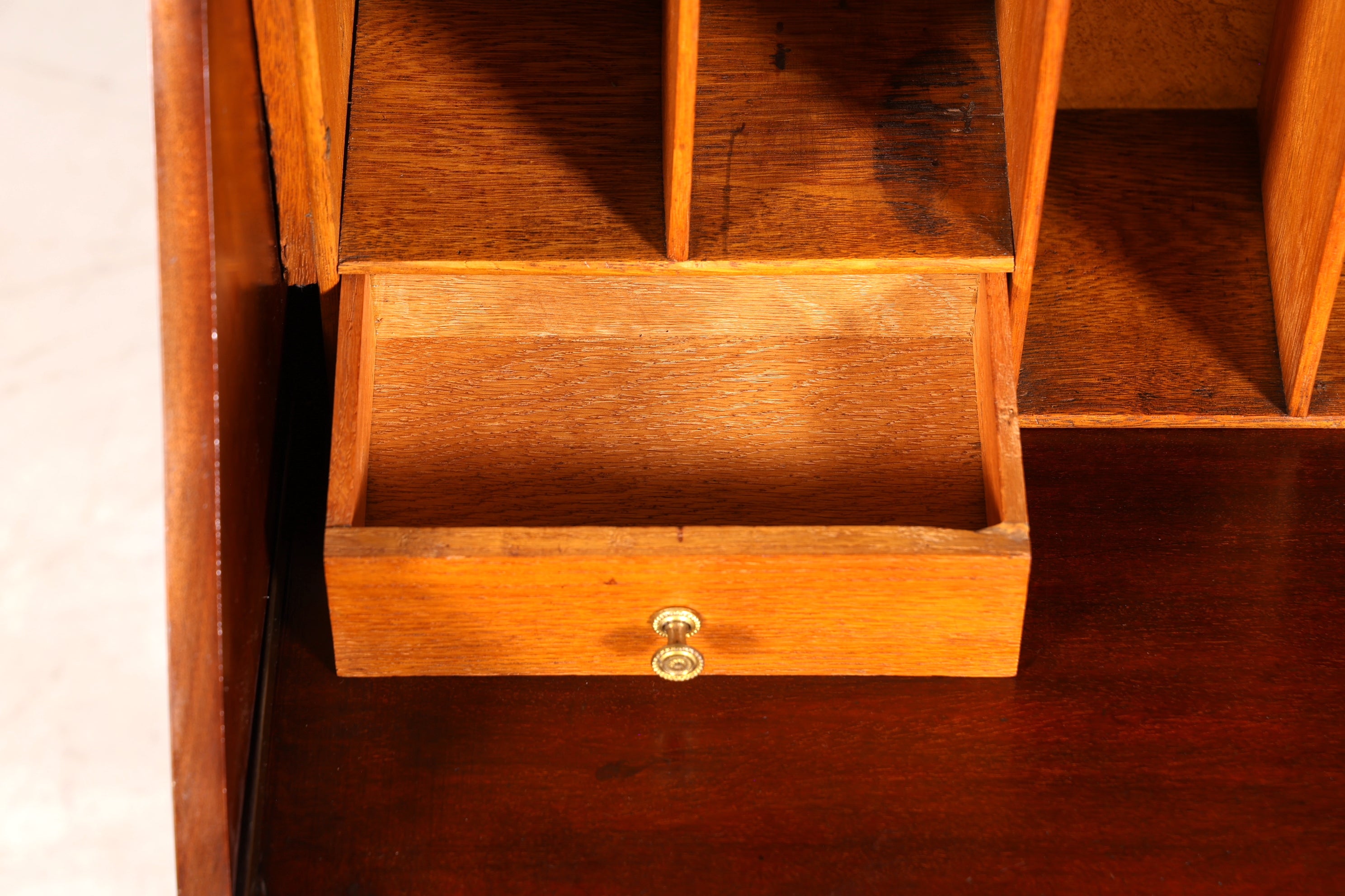 Stilvoller Englischer Sekretär Büro Aufsatzsekretär Antik 60S Vitrinen Schrank UK