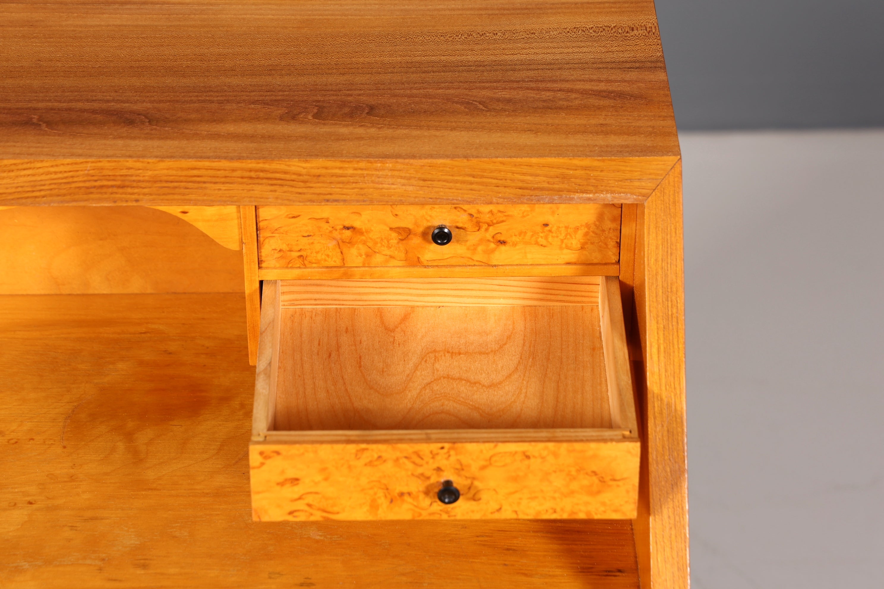 Schlichter Mid Century Sekretär Vintage Schreibmöbel echt Holz Kommode Office Secretary