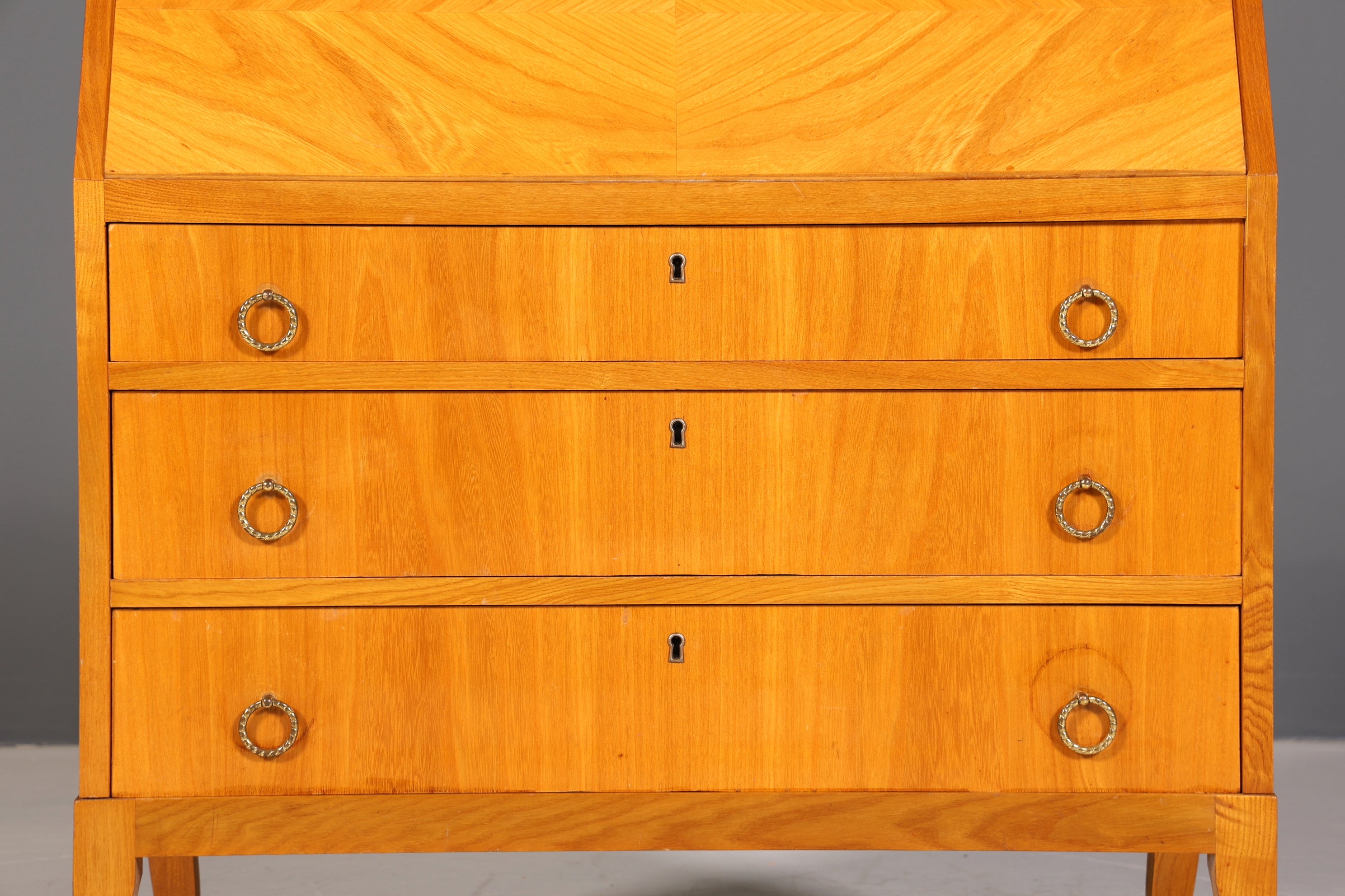 Schlichter Mid Century Sekretär Vintage Schreibmöbel echt Holz Kommode Office Secretary