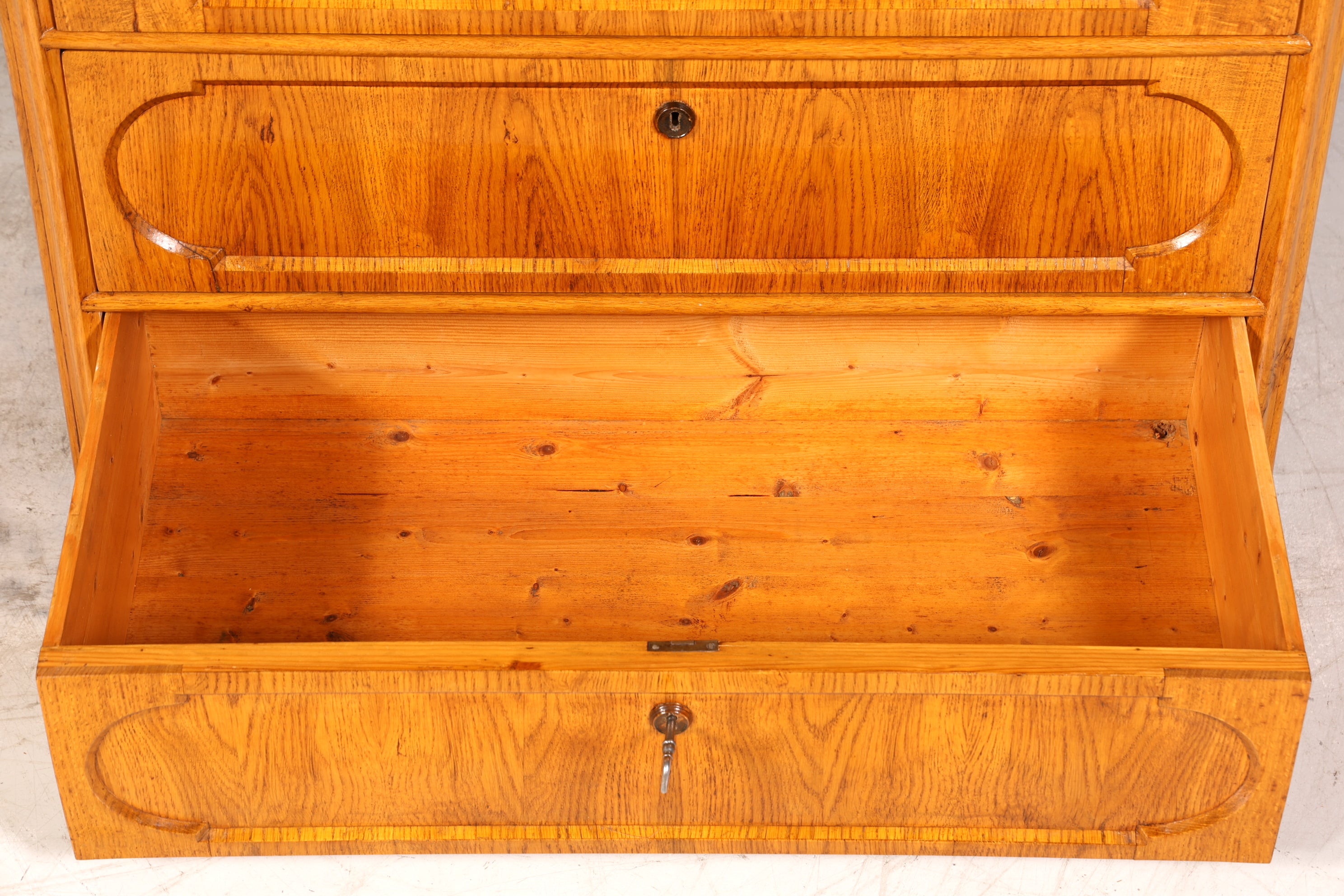 E893 Finish Stilvoller Biedermeier Sekretär Louis Philippe Vertiko Antik Kommode Schreibkommode Office Desk