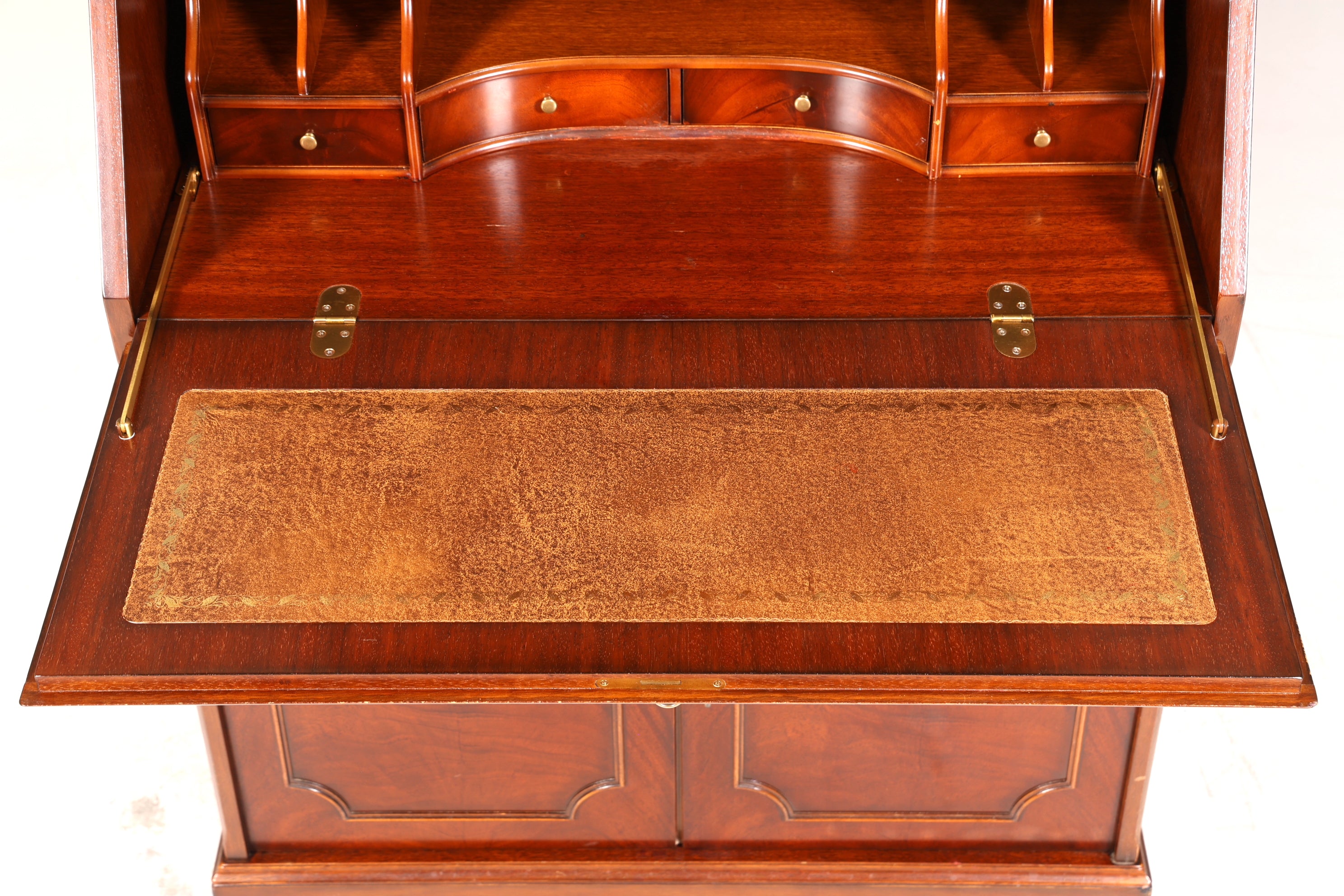 E913 Finish cm Stilvoller Englischer Sekretär Original Heldense Büro Aufsatzsekretär Eibe Antik 60S Vitrinen Schrank UK