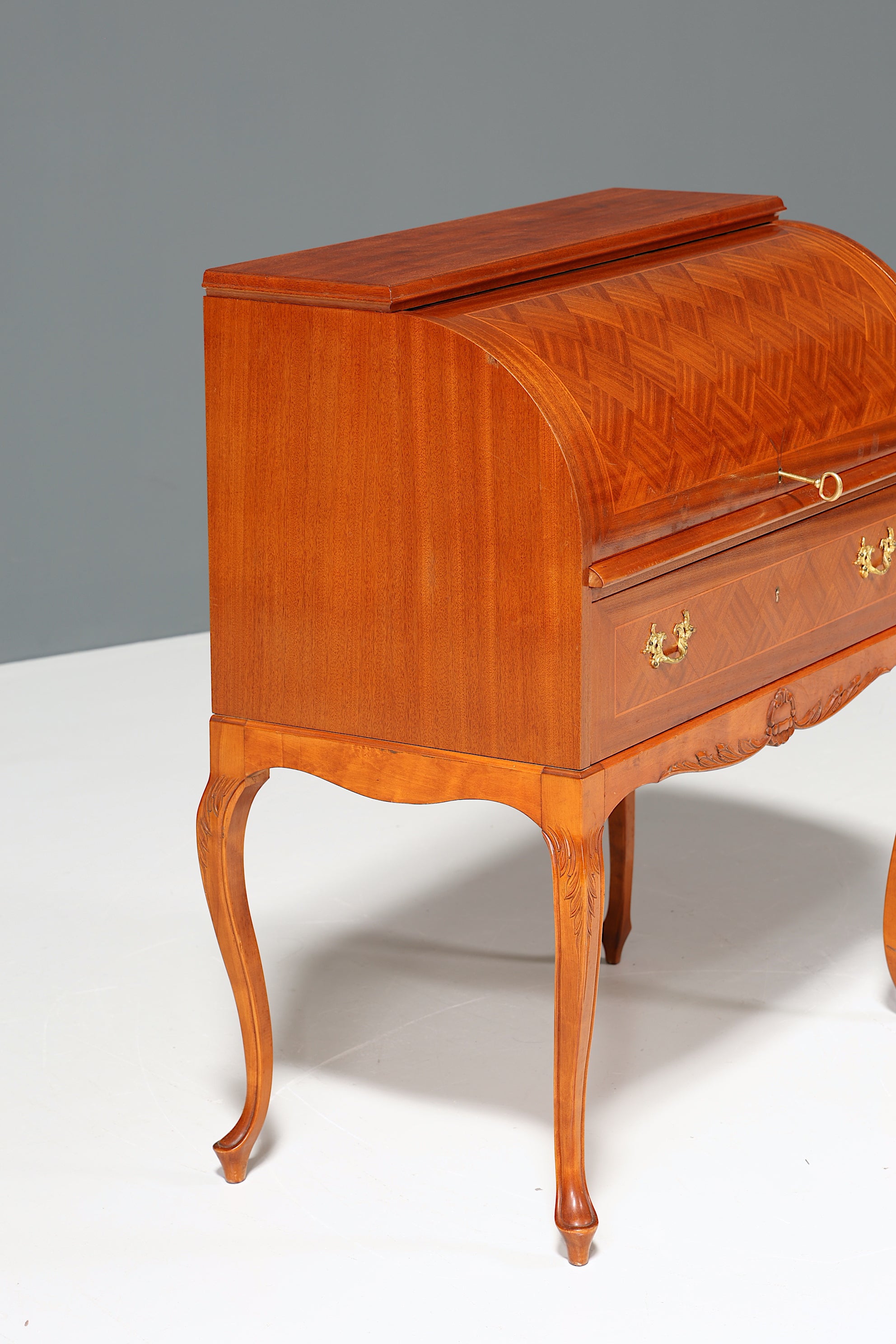 Stilvoller Schwedischer Rolladen Sekretär echt Holz Büro Kommode skandinavisches Design