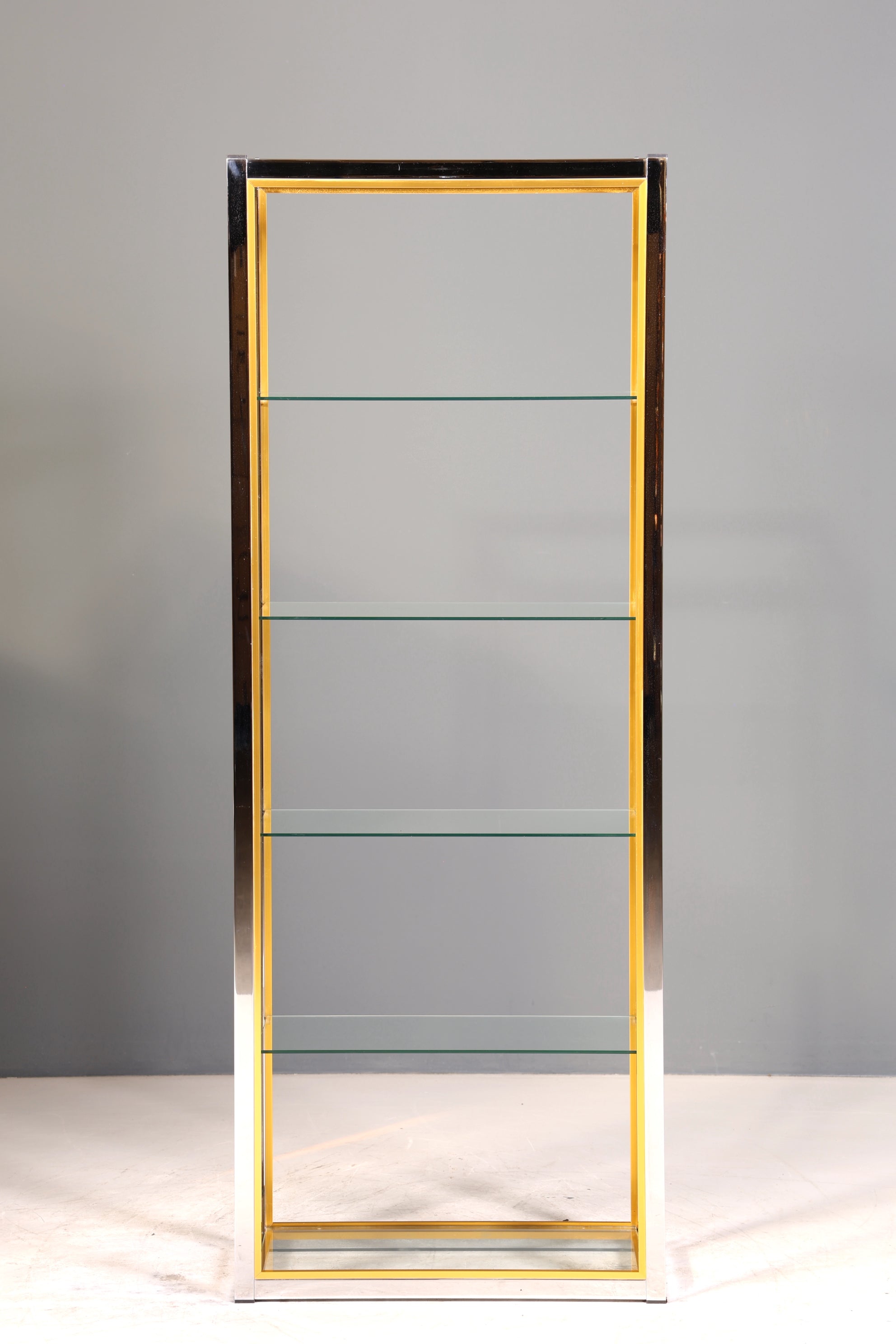 Wunderschönes Bücherregal Design by Renato Zevi Chrome Regal Mid Century Buchablage 2 von 2