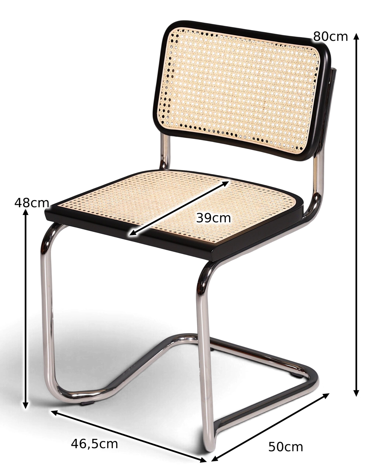 Milano Freischwinger Schwarz – Wiener Geflecht & Chromgestell | Made in Italy
