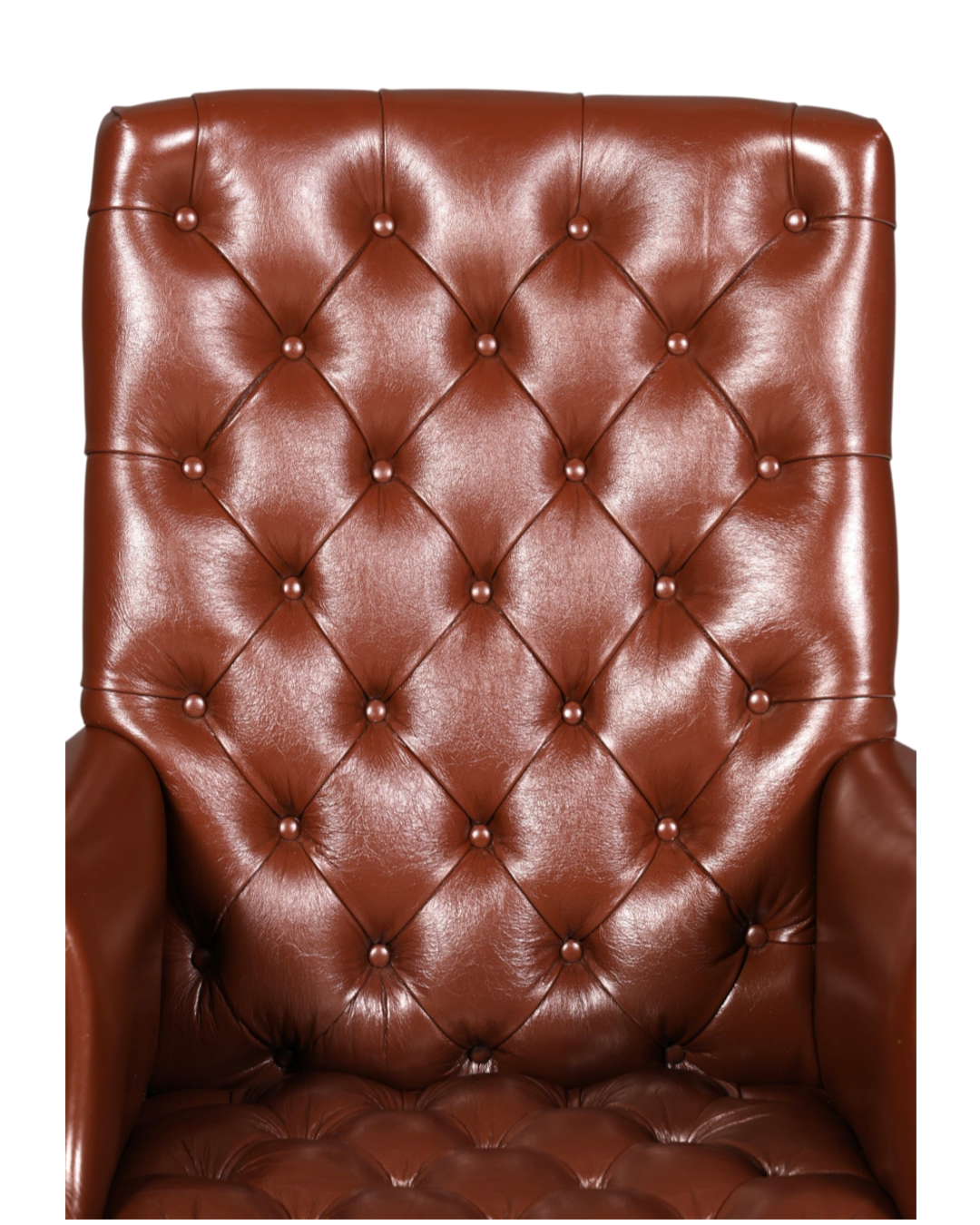Hauptstadt Möblerei Chesterfield Chefsessel aus braunem Echtleder mit klassischer tiefer Knopfheftung