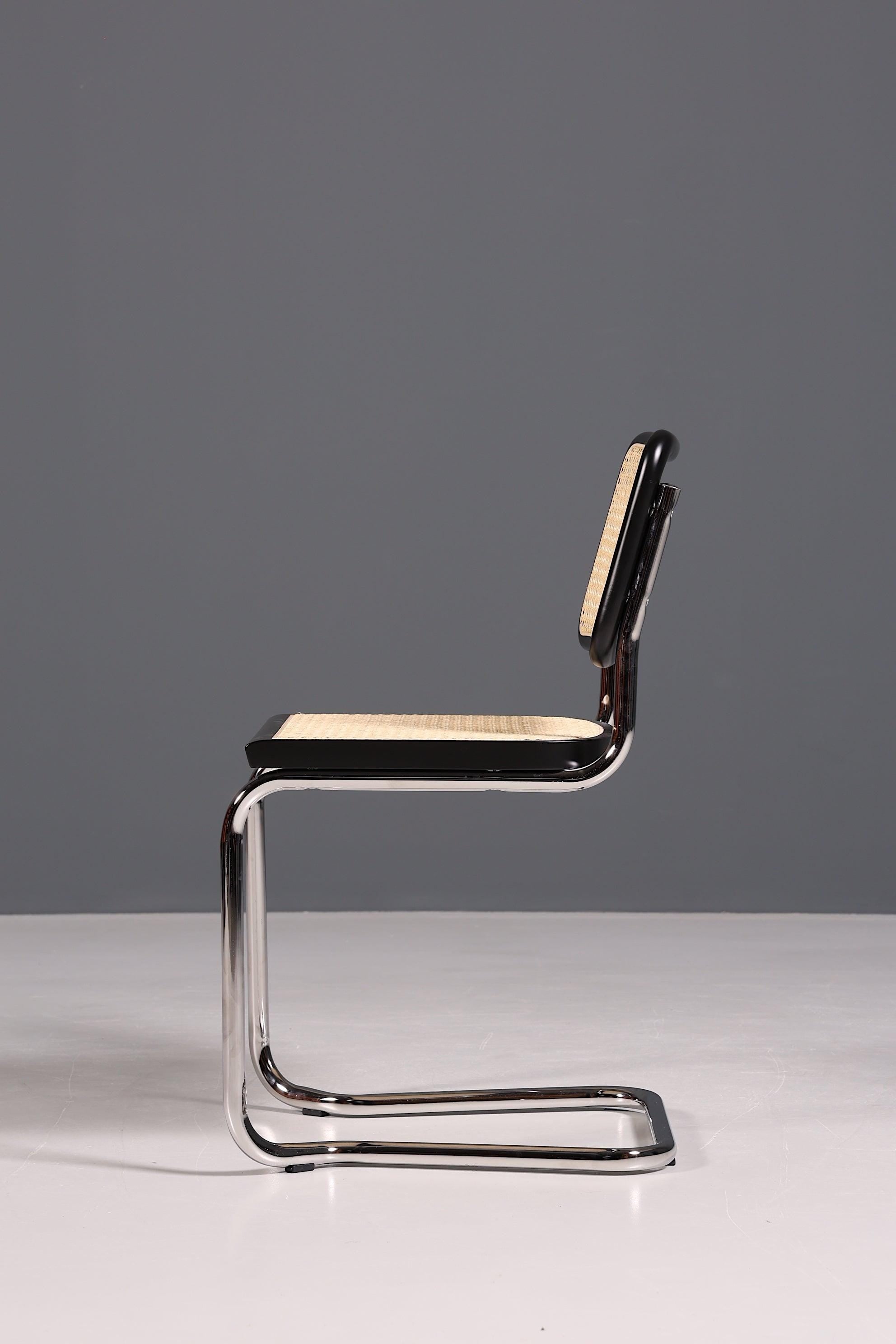 Korbgeflecht Freischwinger Stuhl "Milano" Made in Italy Schwarz Wippstuhl Esszimmer Stuhl Küchenstuhl