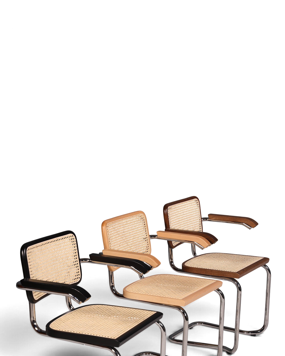 Korbgeflecht Freischwinger Armlehnstuhl "Milano" Made in Italy Beige Wippstuhl Sekretär Stuhl Esszimmer Stuhl