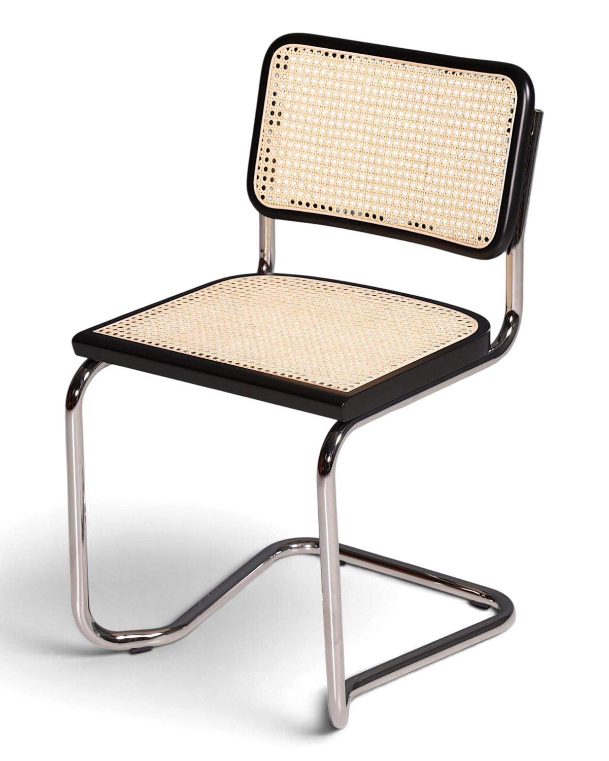 Korbgeflecht Freischwinger Stuhl "Milano" Made in Italy Schwarz Wippstuhl Esszimmer Stuhl Küchenstuhl