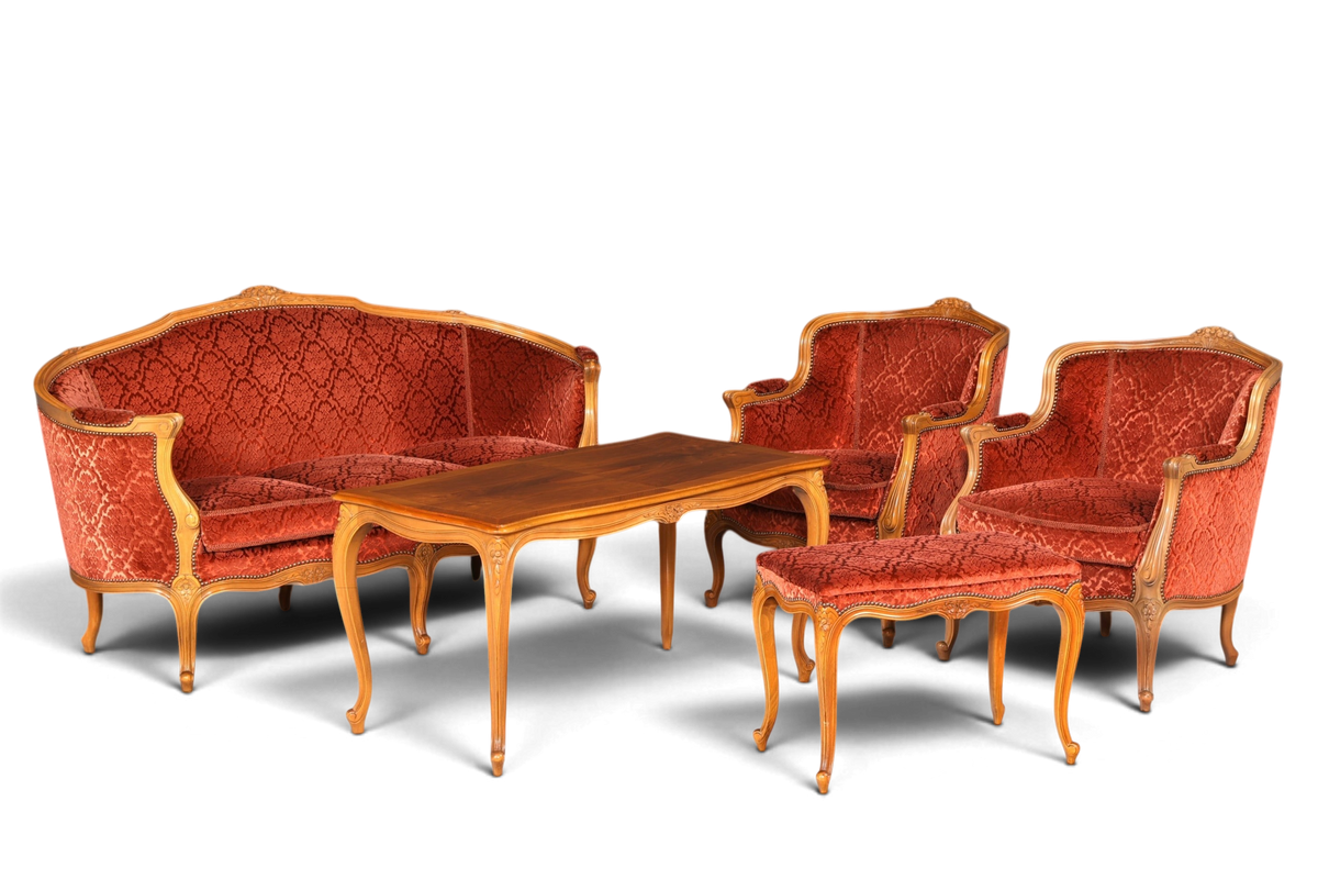 Edler Chippendale Armlehnsessel Barock Stil Sessel Samt Stoff Armchair Sessel 1 von 2