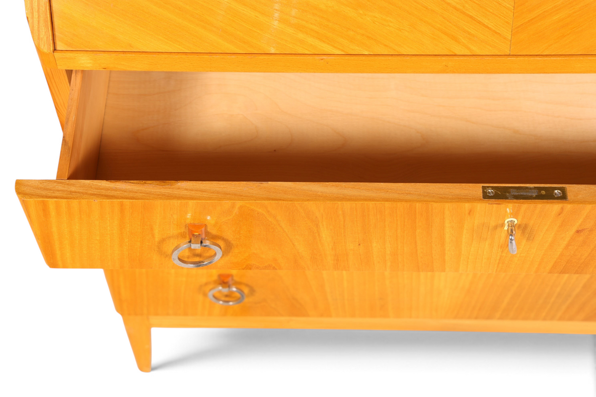Schlichter Mid Century Sekretär Vintage Schreibmöbel echt Holz Kommode Retro Office Secretary
