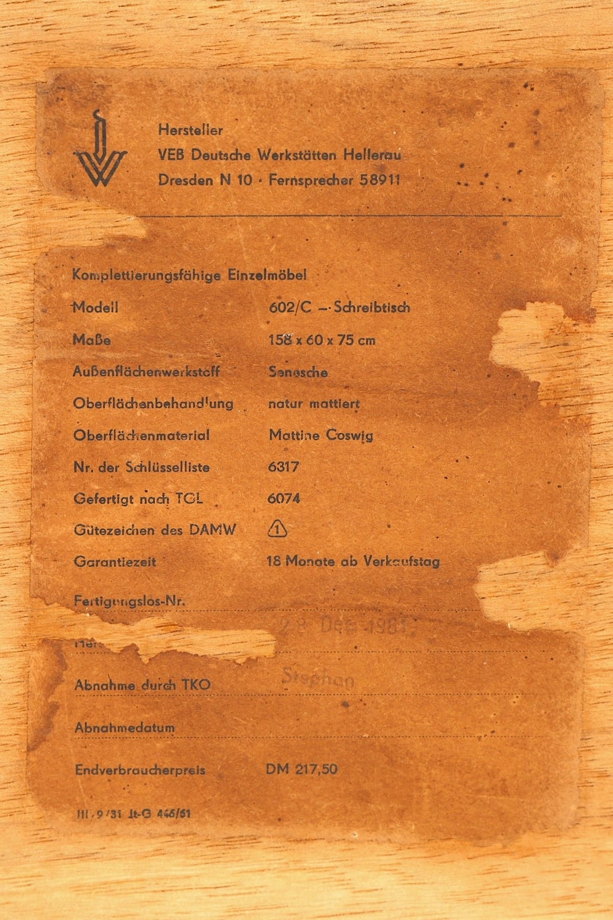 Original Hellerau Schreibtisch Modell 602 Mid Century Franz Ehrlich Design Bürotisch Vintage Desk