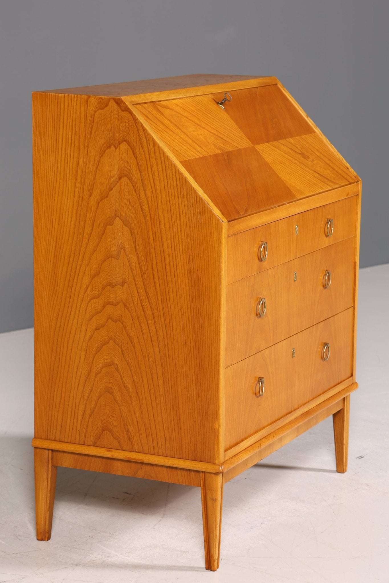 Schlichter Mid Century Sekretär Danish Design Retro Büro Schrank Vintage Büro Kommode