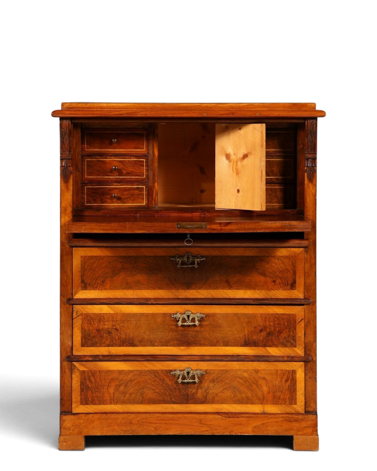 Stilvoller Gründerzeit Sekretär Vertiko Highboard Louis Philippe Kommode um 1880