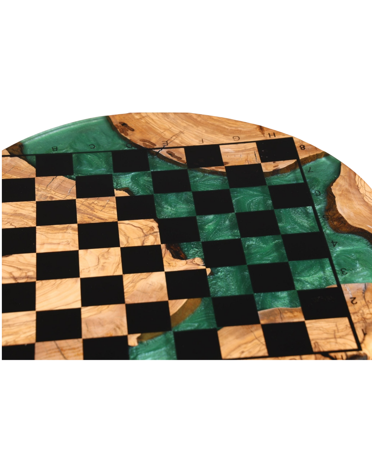 Stilvolles Handgefertigtes Epoxidharz Schachbrett Olivenbaum Epoxy Spielbrett Brettspiel