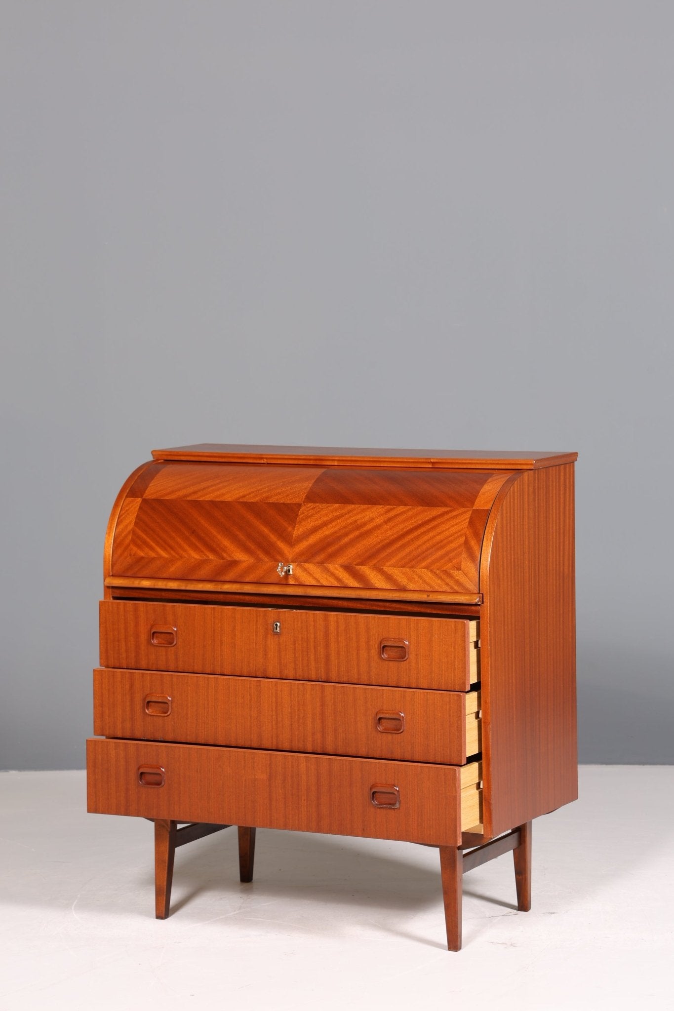 Wunderschöner Mid Century Rollladen Sekretär Danish Design Schreibtisch echt Holz Schrank